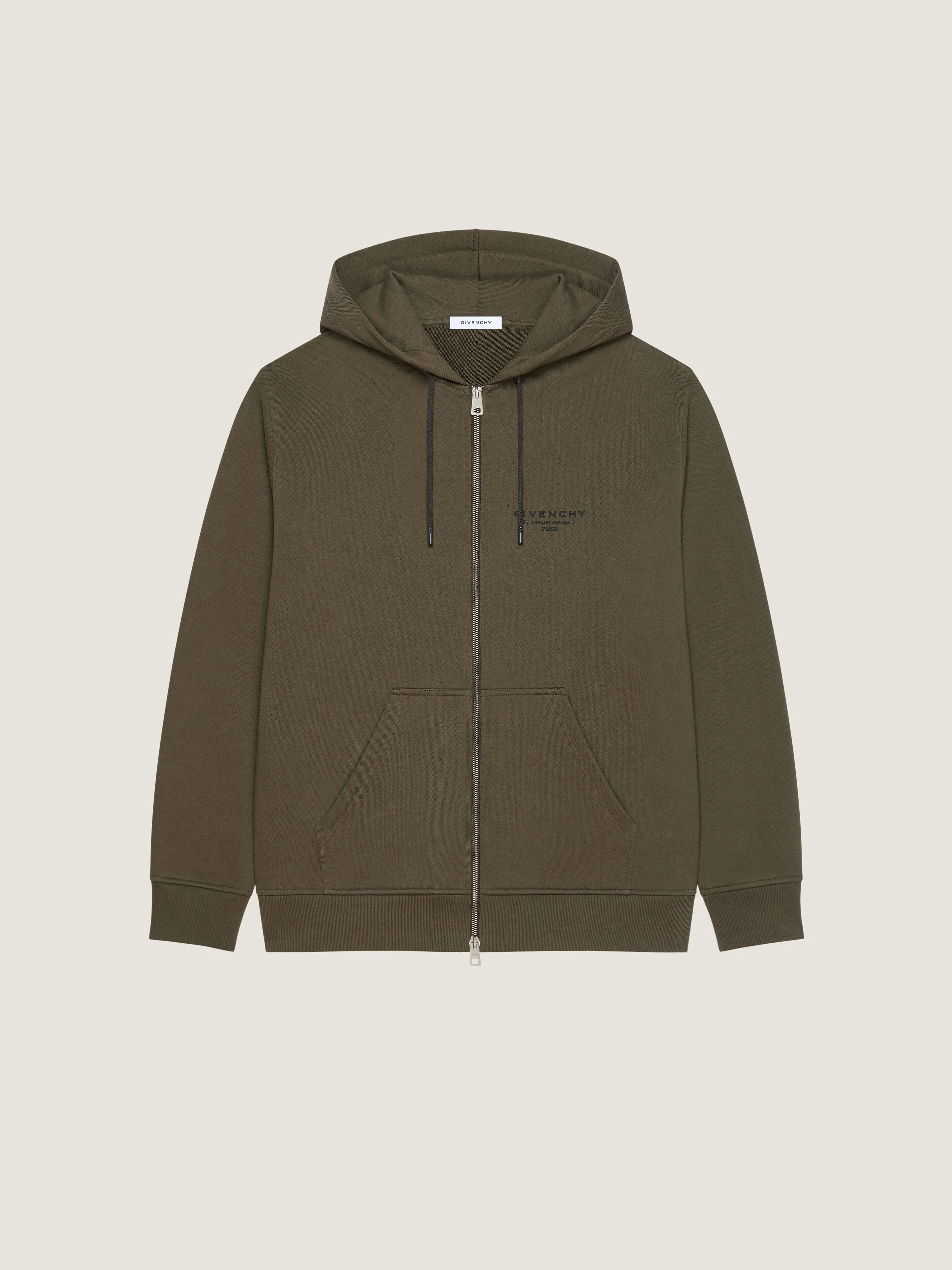 ZIPPED HOODIE IN FLEECE WITH GIVENCHY STAMP PRINT - 1