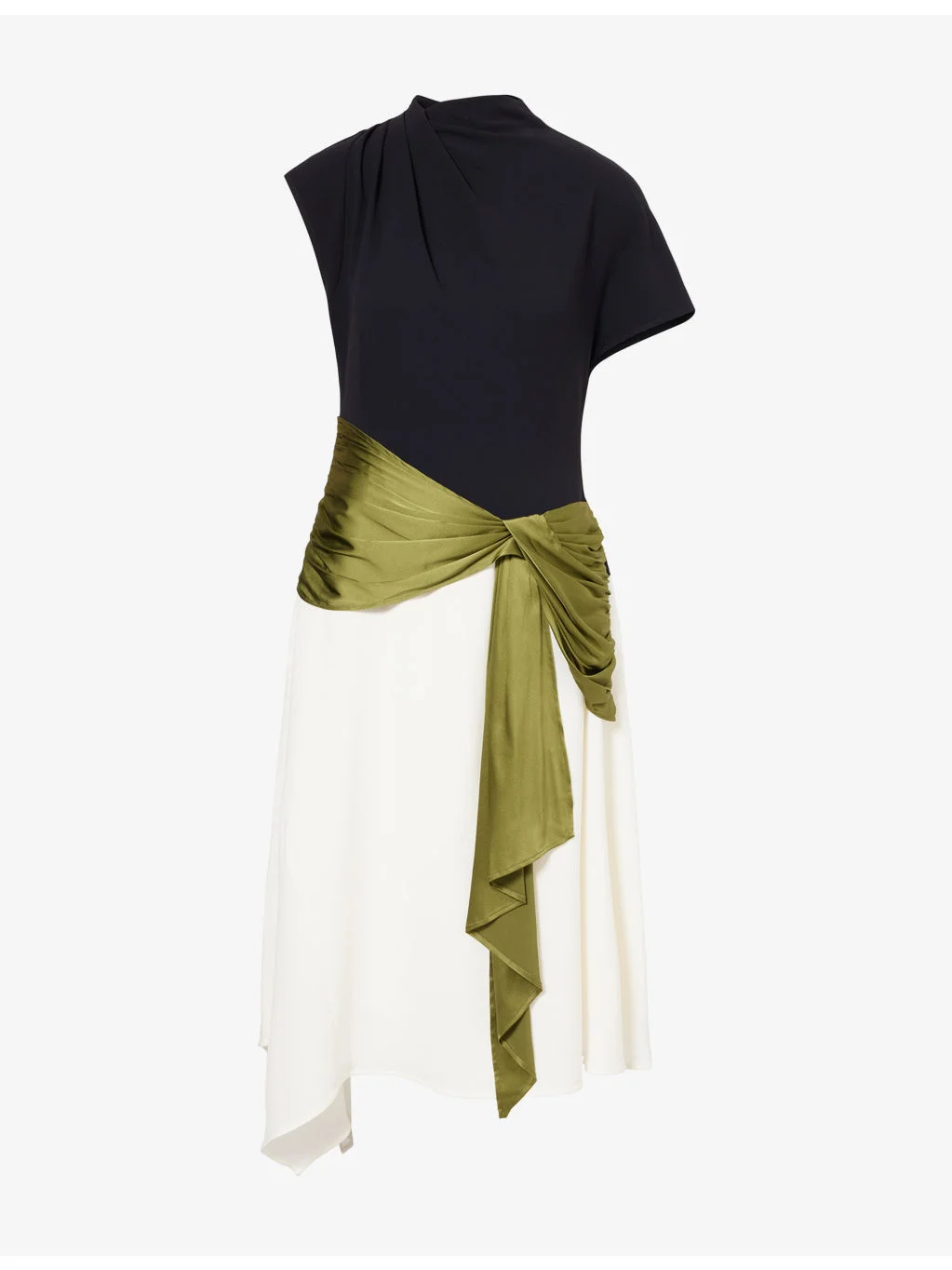 Davina Asymmetric Woven Midi Dress - 1