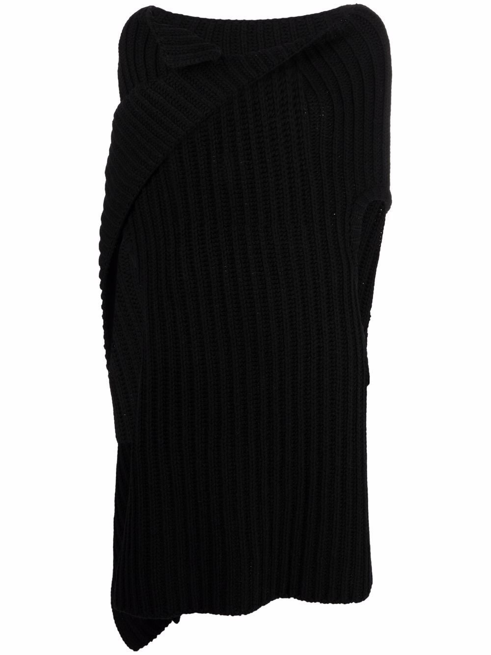 asymmetric ribbed-knit wool top - 1