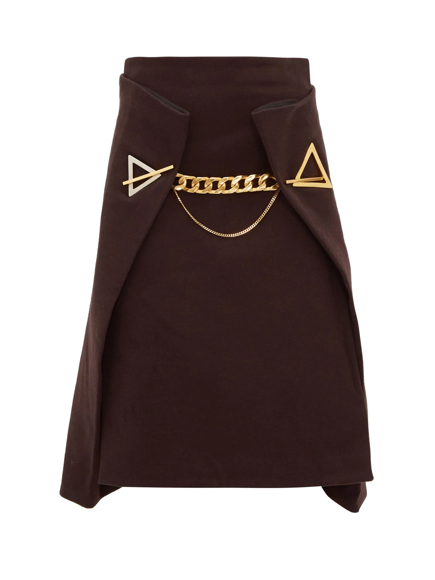 Chain-embellished cashmere skirt - 1