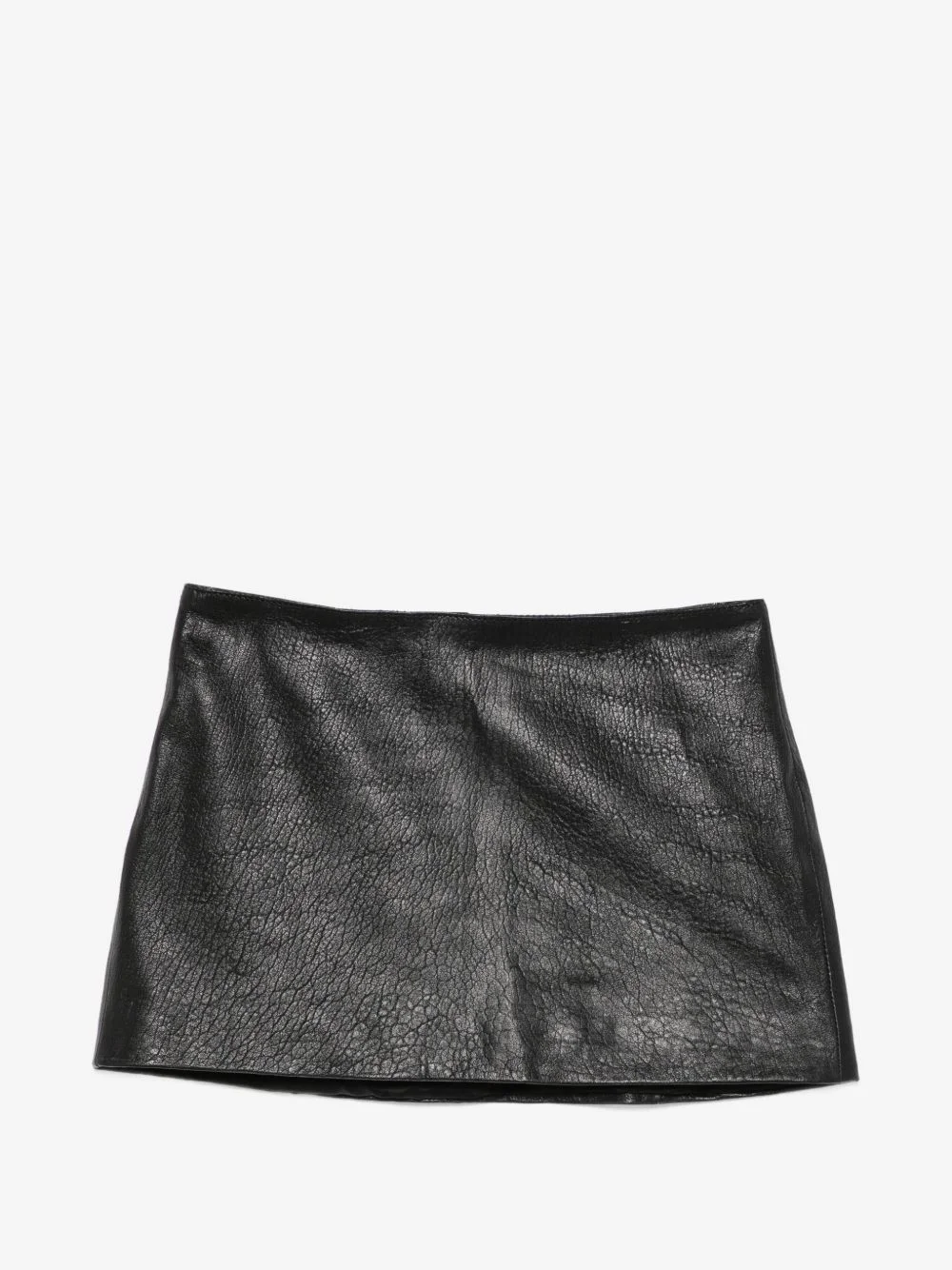 crinkled-finish leather mini skirt - 1