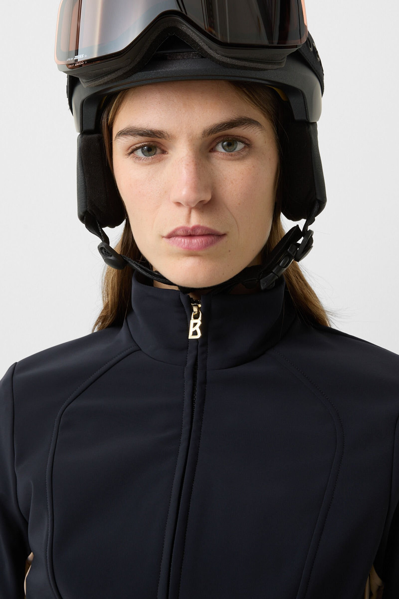 Bond softshell ski overall in Black/beige 4