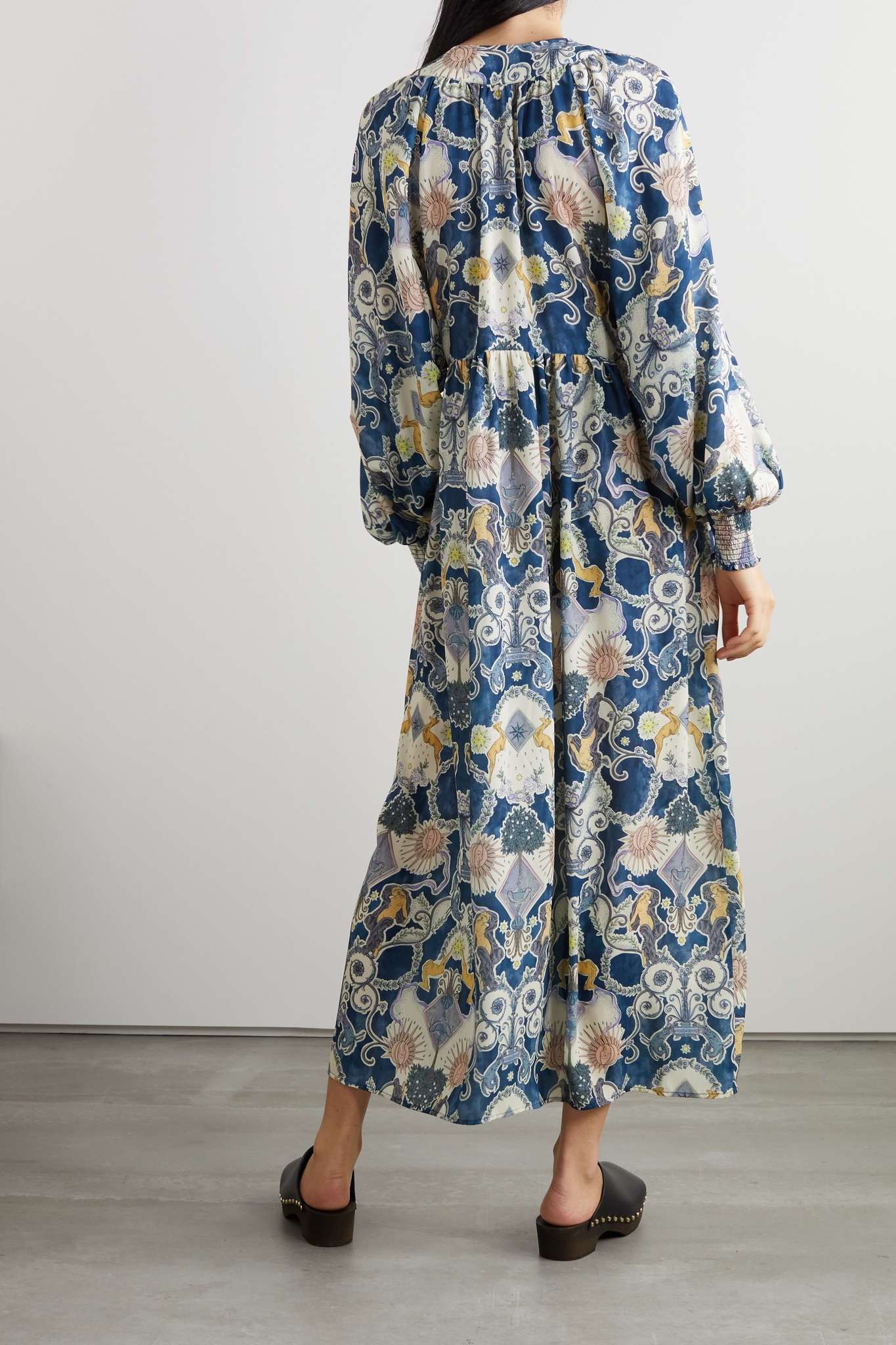 The Lovers lace-up printed crepe maxi dress - 3