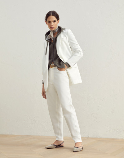 Brunello Cucinelli Stretch cotton couture interlock blazer with monili outlook