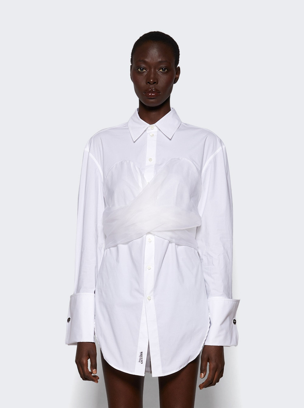 Long Draped Shirt With Zip On Back White - 2