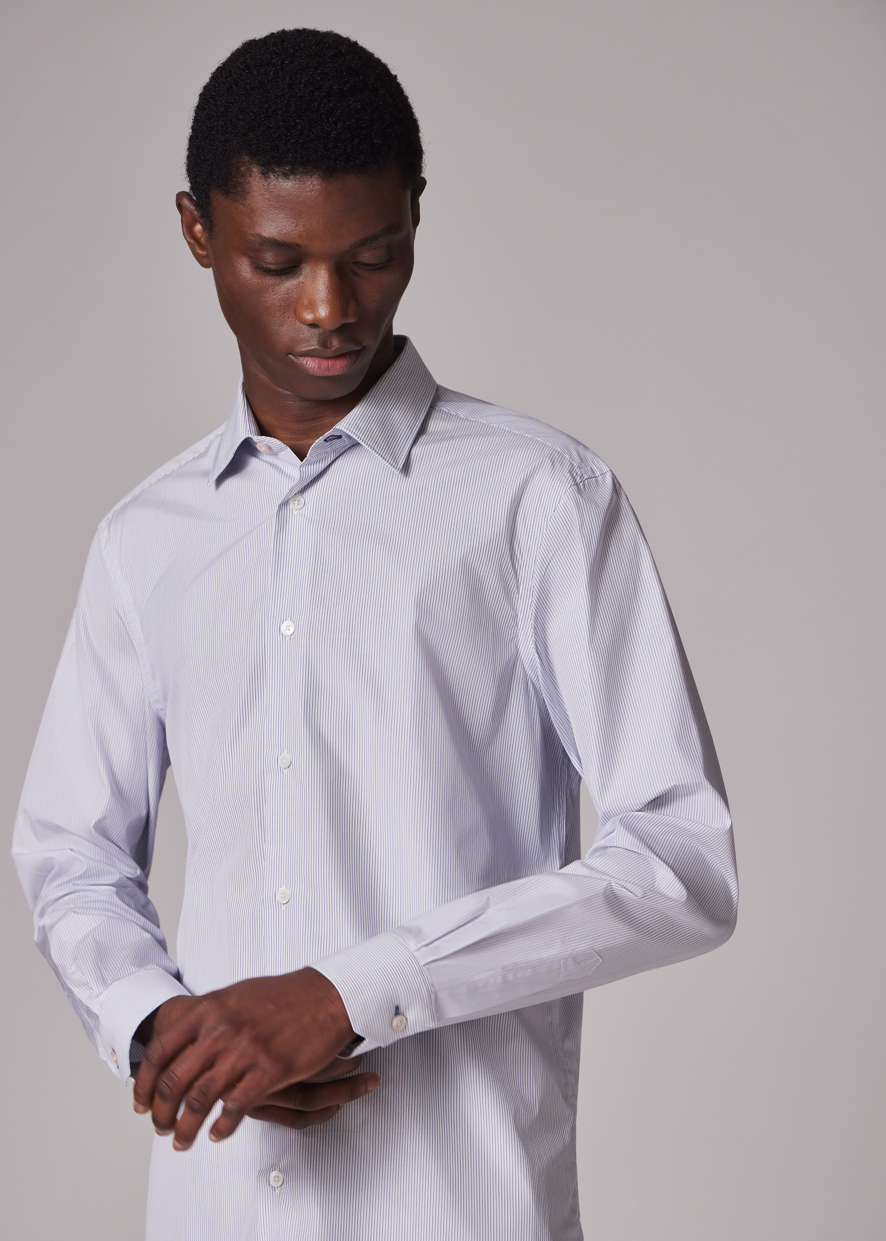 Tailored-Fit White Fine Stripe Shirt - 5
