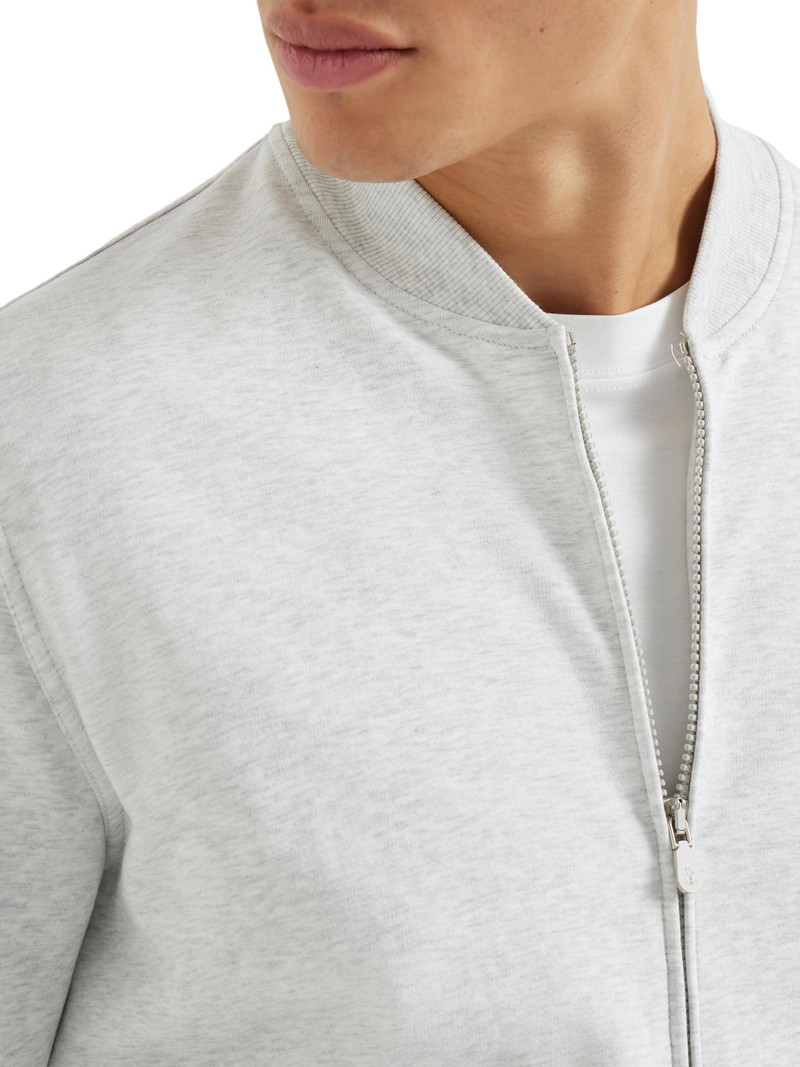 Men's Techno Cotton French Terry Sweatshirt with Zipper - Pearl Grey 4