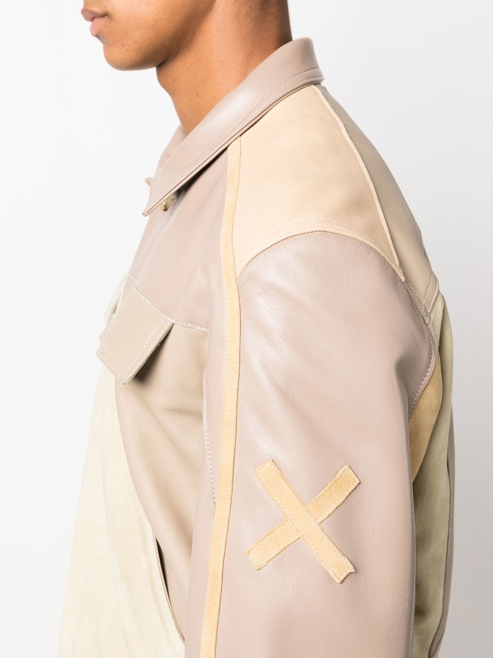 patchwork deadstock leather jacket - 5