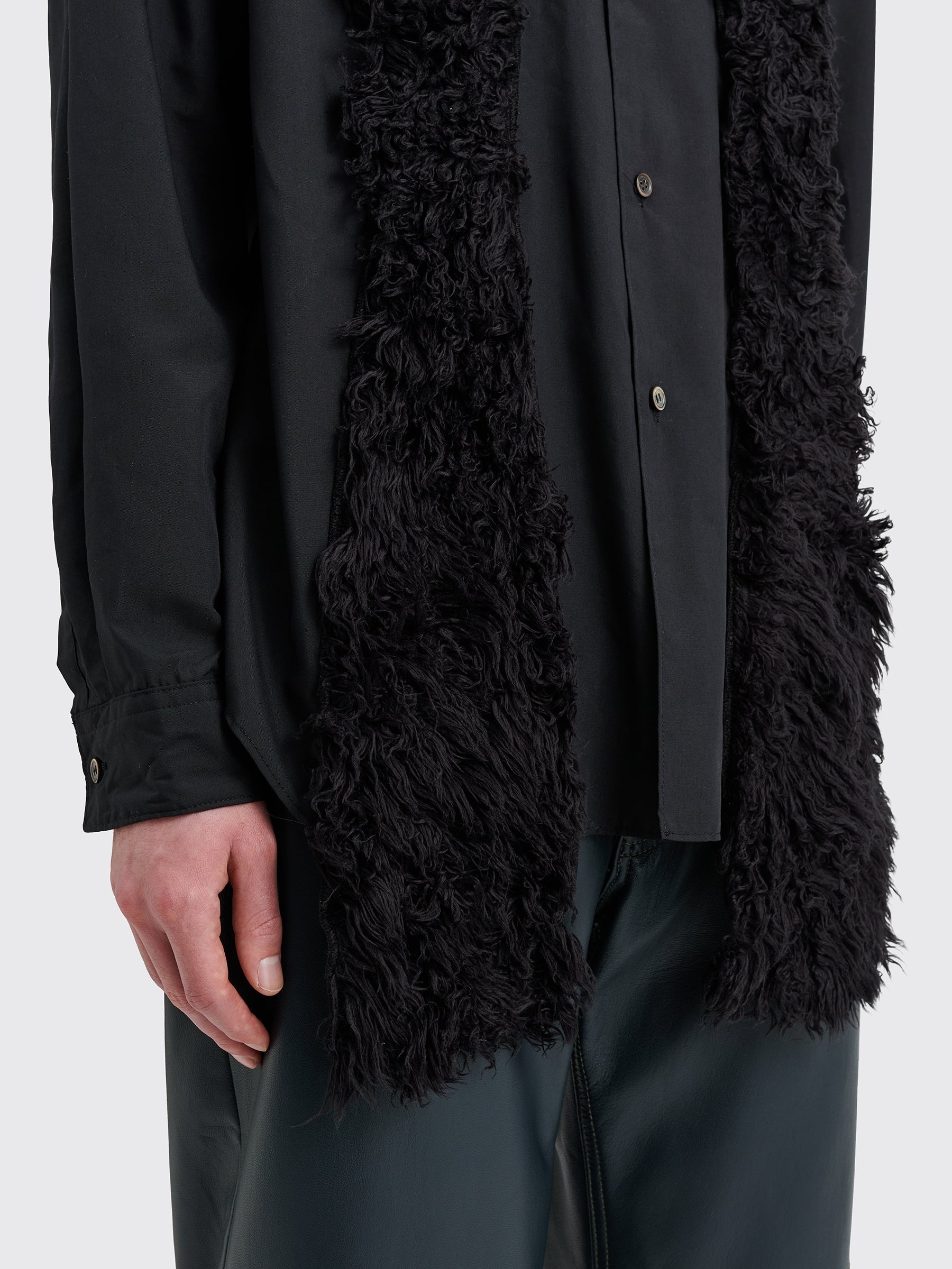 COMME DES GARÇONS HOMME PLUS FAKE FUR PANEL SHIRT BLACK - 5