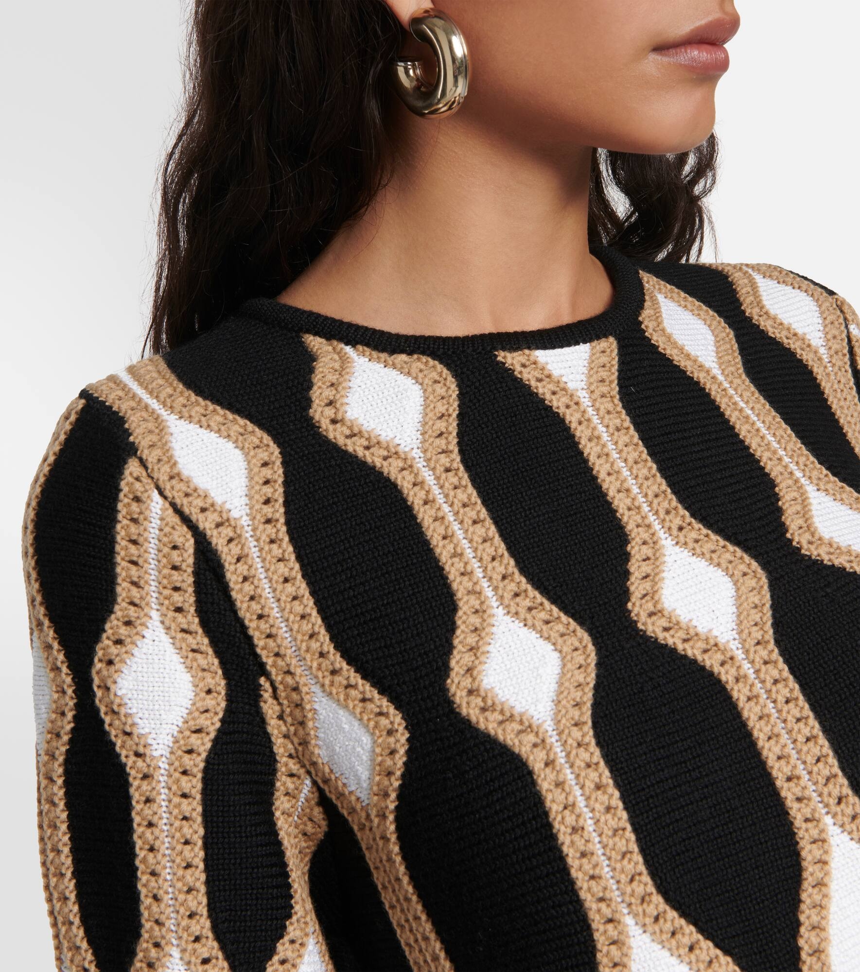 Intarsia wool and silk sweater - 4