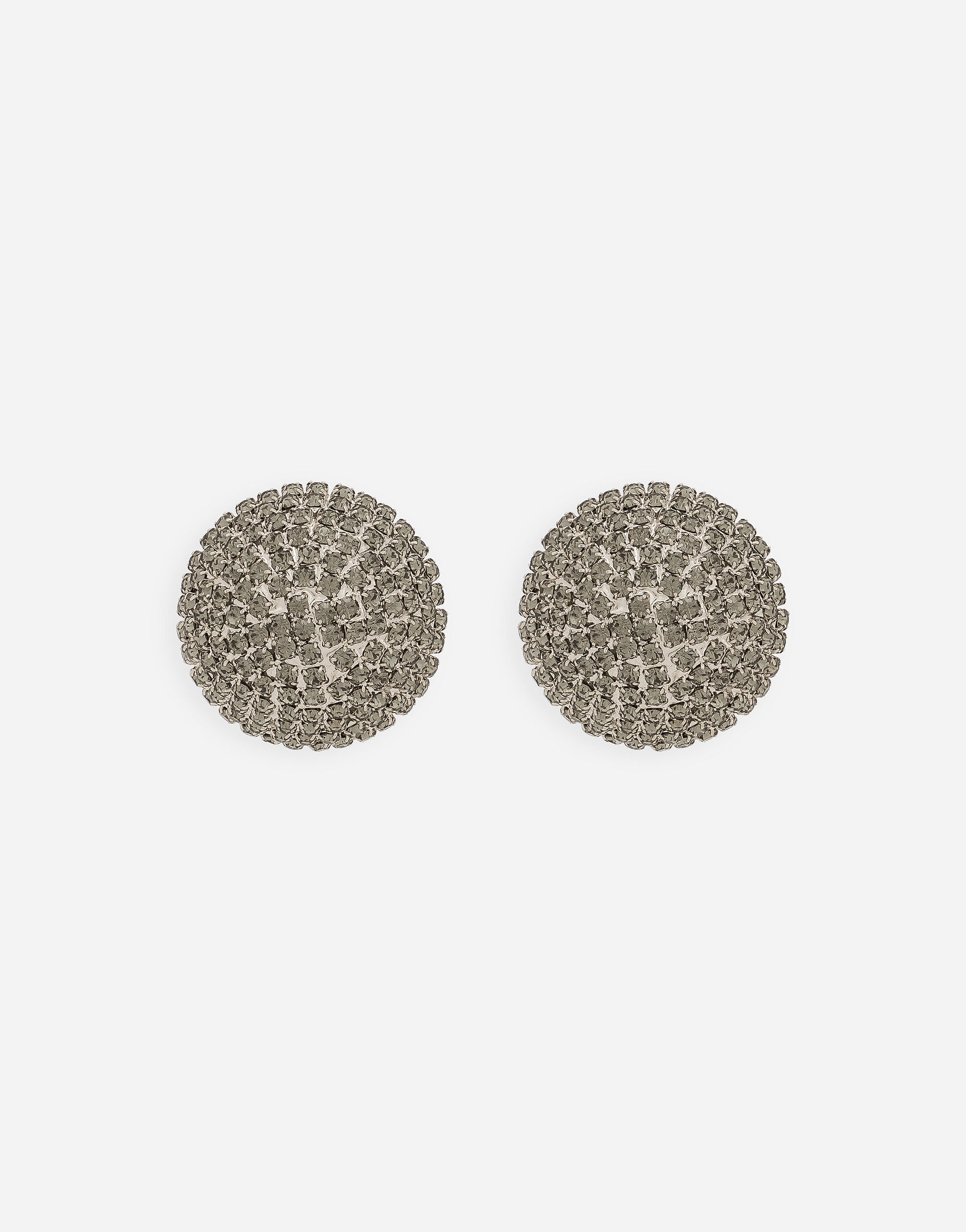 Rhinestone-detailed semi-sphere button earrings - 1