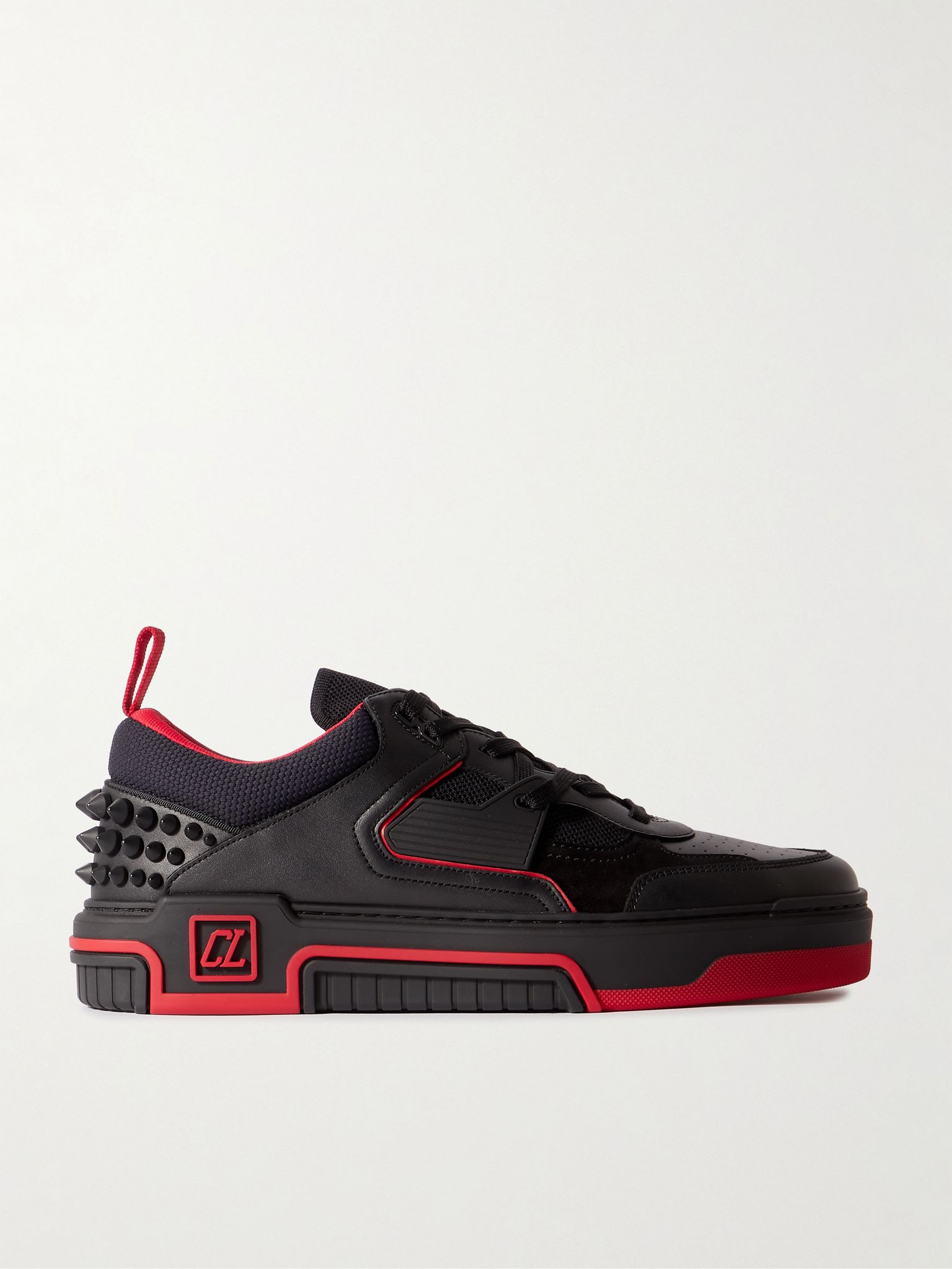 Astroloubi Spiked Leather, Suede and Mesh Sneakers Black - 1