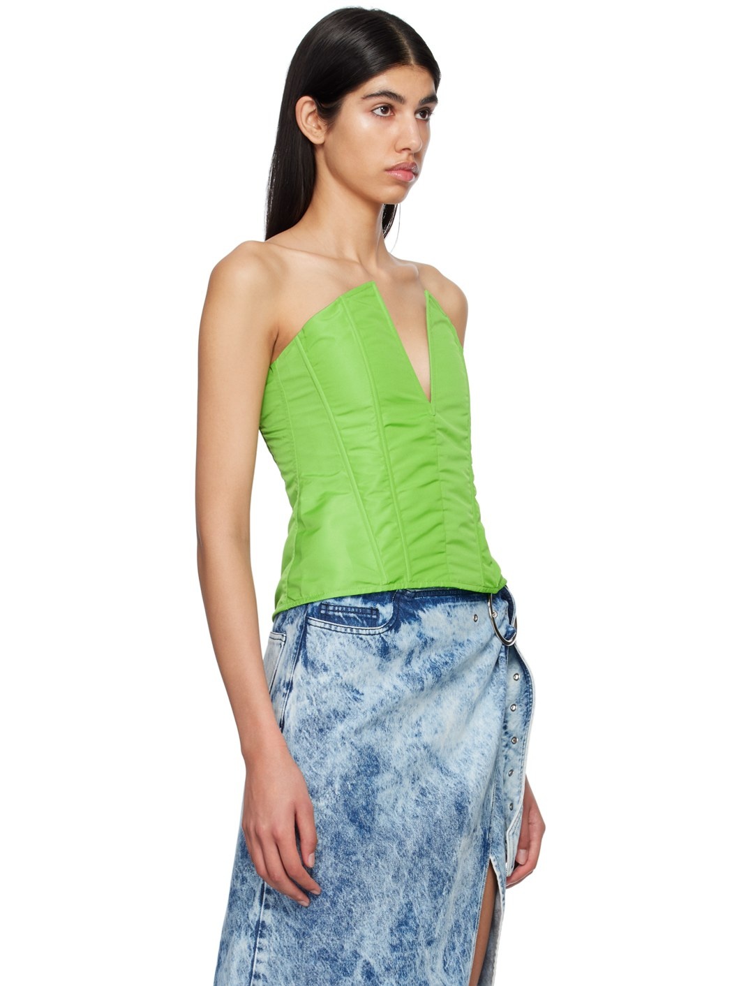 Green V-Neck Tank Top - 2