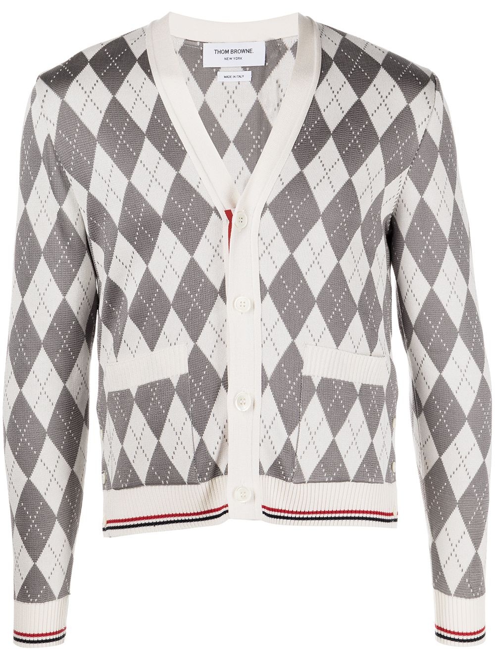 diamond-pattern RWB stripe cardigan - 1