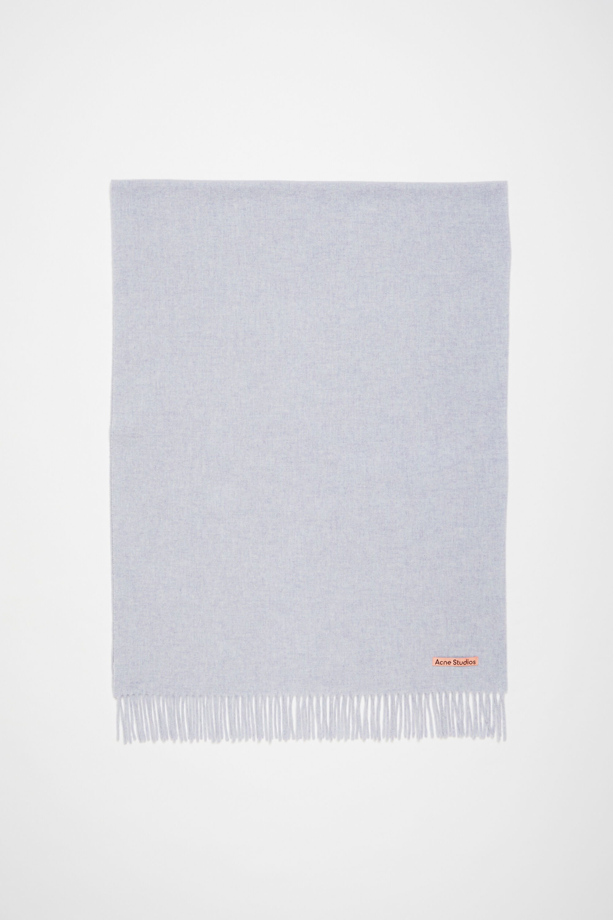 Fringe wool scarf - oversized - Powder blue mélange - 1