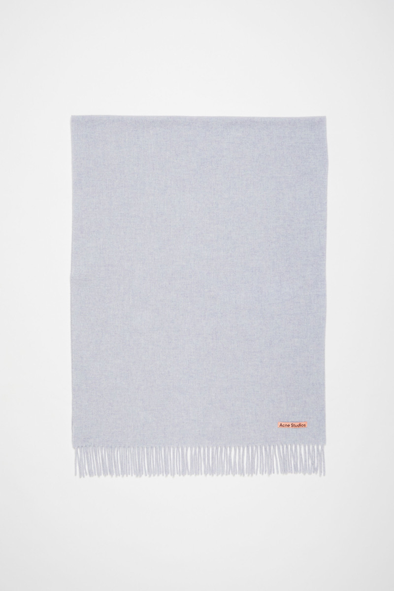 Fringe wool scarf - oversized - Powder blue mélange 1