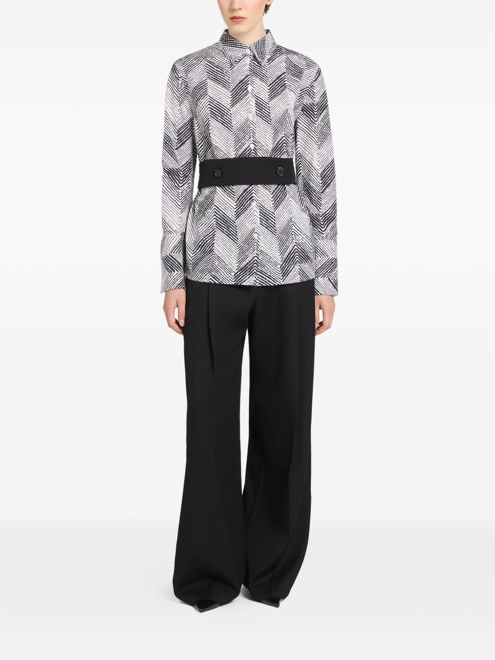 chevron-patterned belted shirt - 2