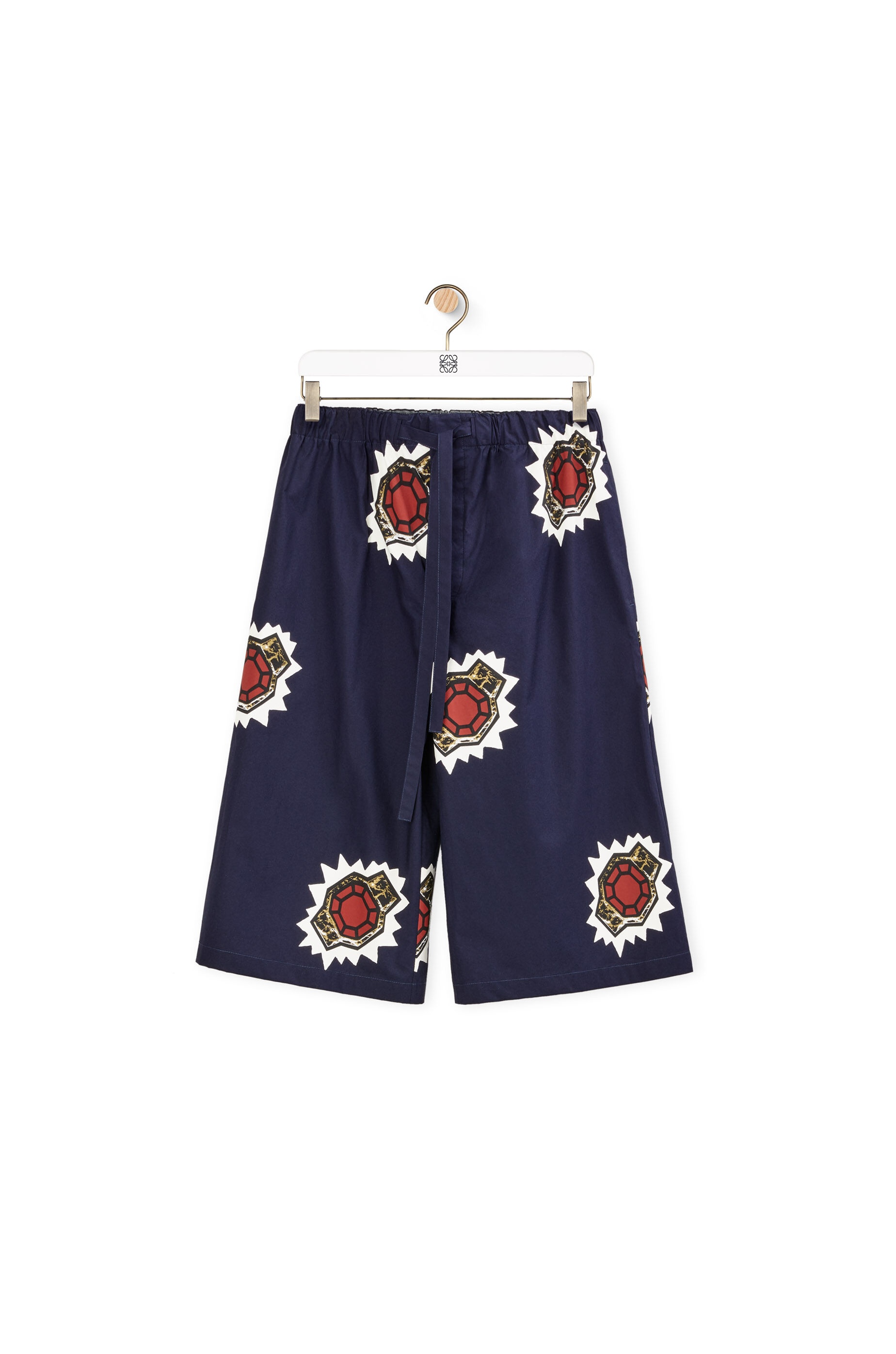 Drawstring ring print shorts in cotton - 1