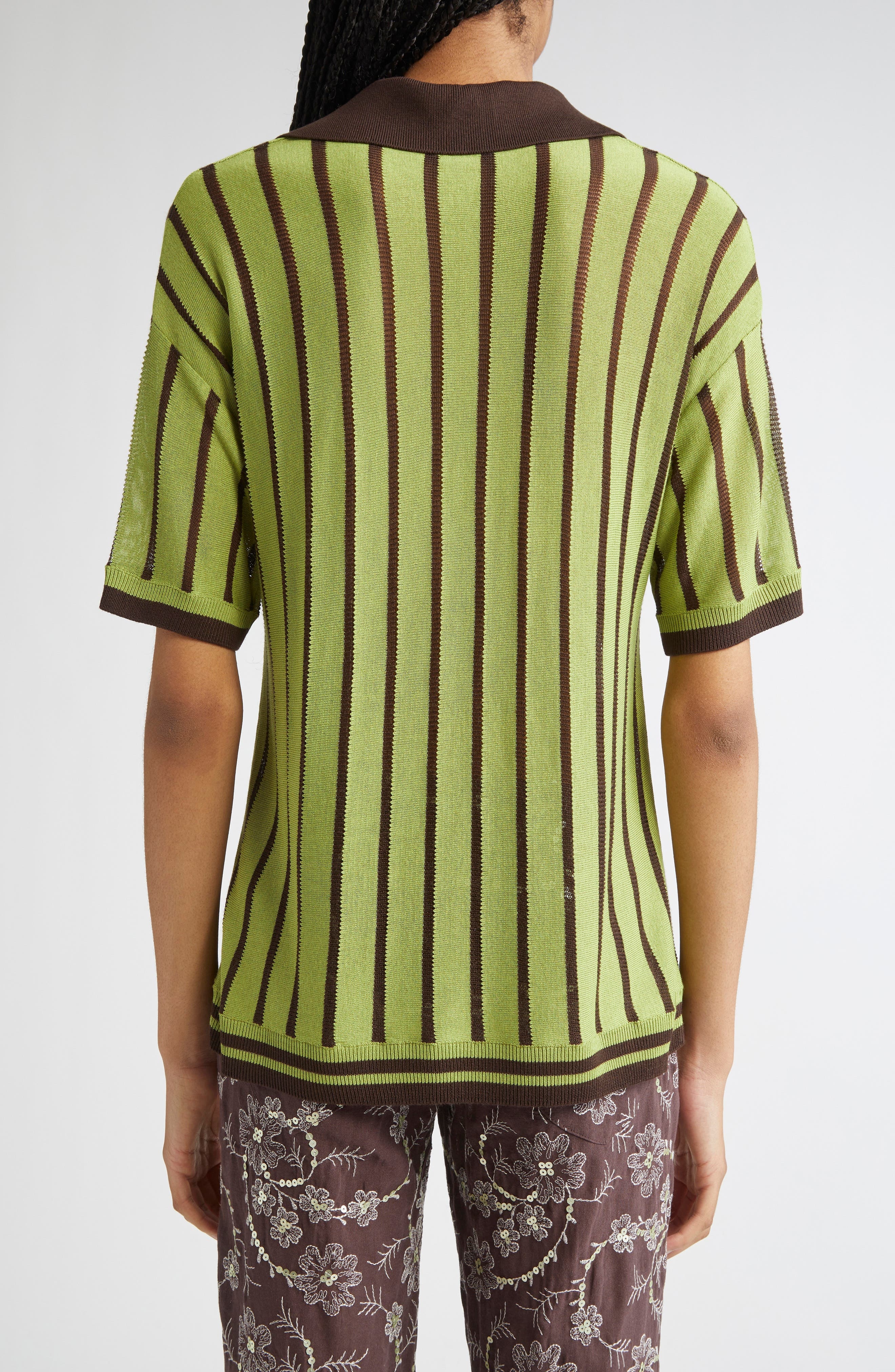 Siedrés Rounes Stripe Polo in Green at Nordstrom - 3