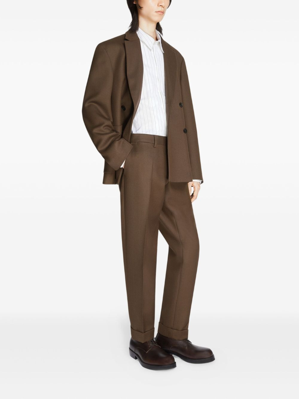 wool straight-leg trousers - 3