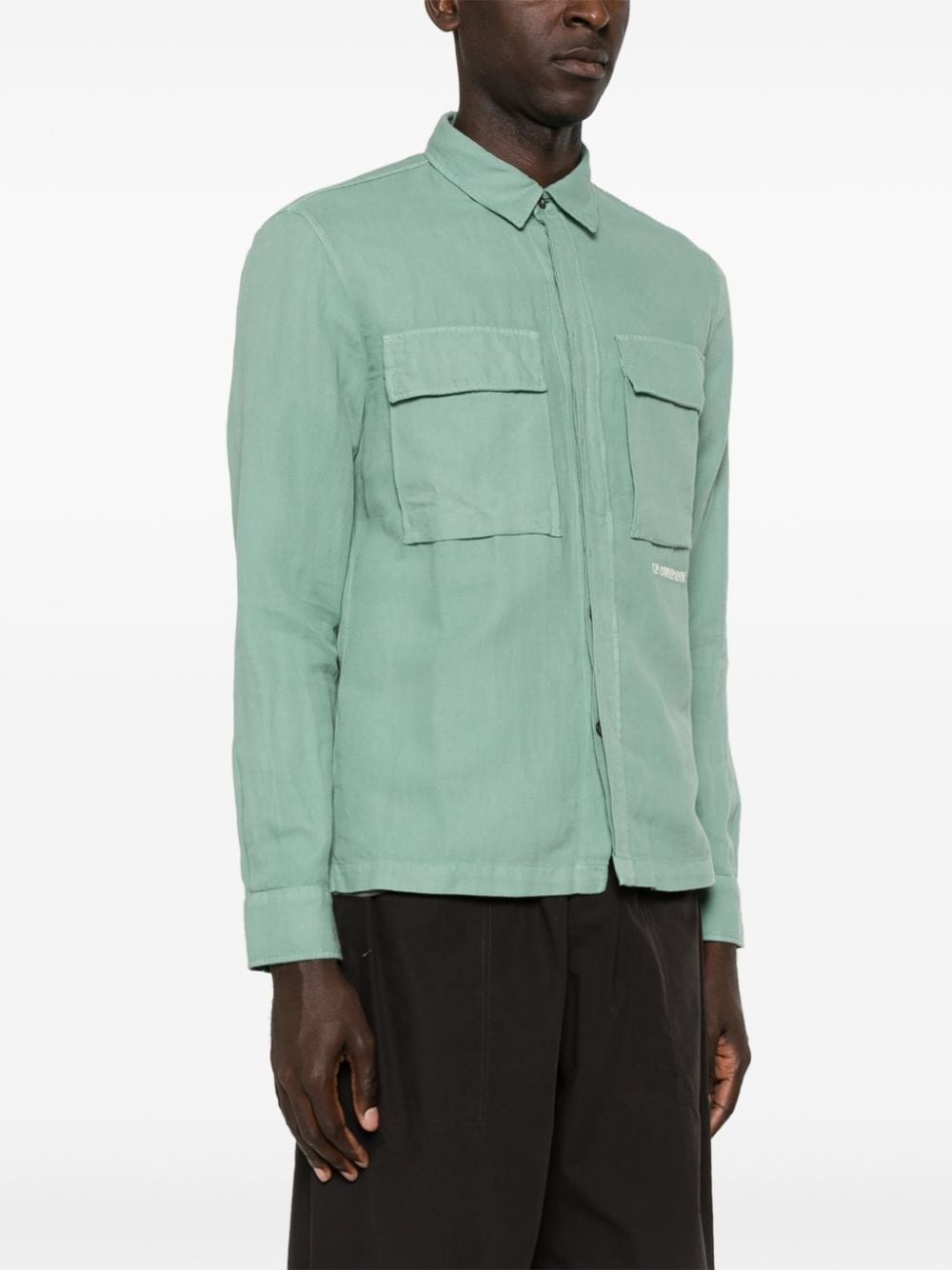 logo-embroidered long-sleeve shirt - 3