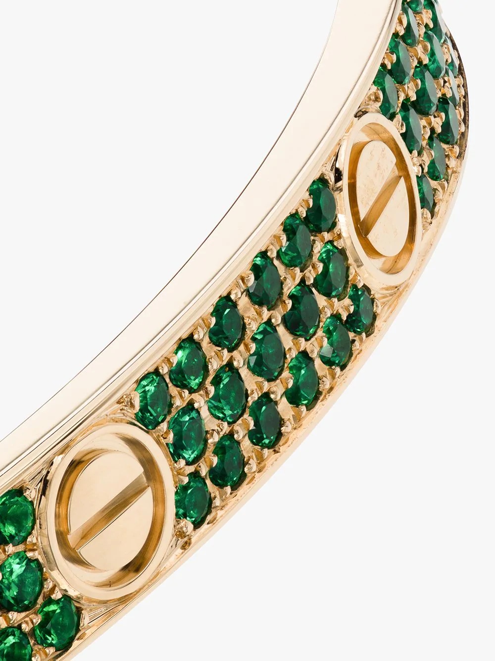 customised Cartier Love 18kt gold emerald bracelet - 3