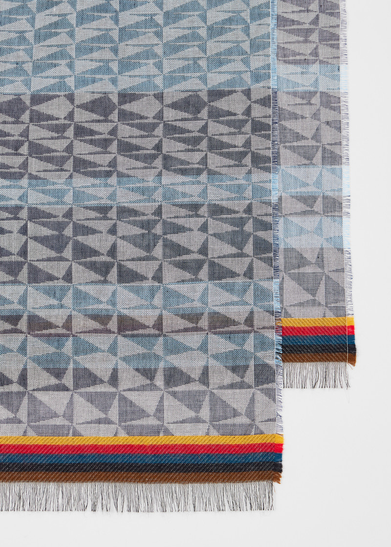 Paul Smith Blue 'Optical Diamond' Cotton-Modal Scarf outlook