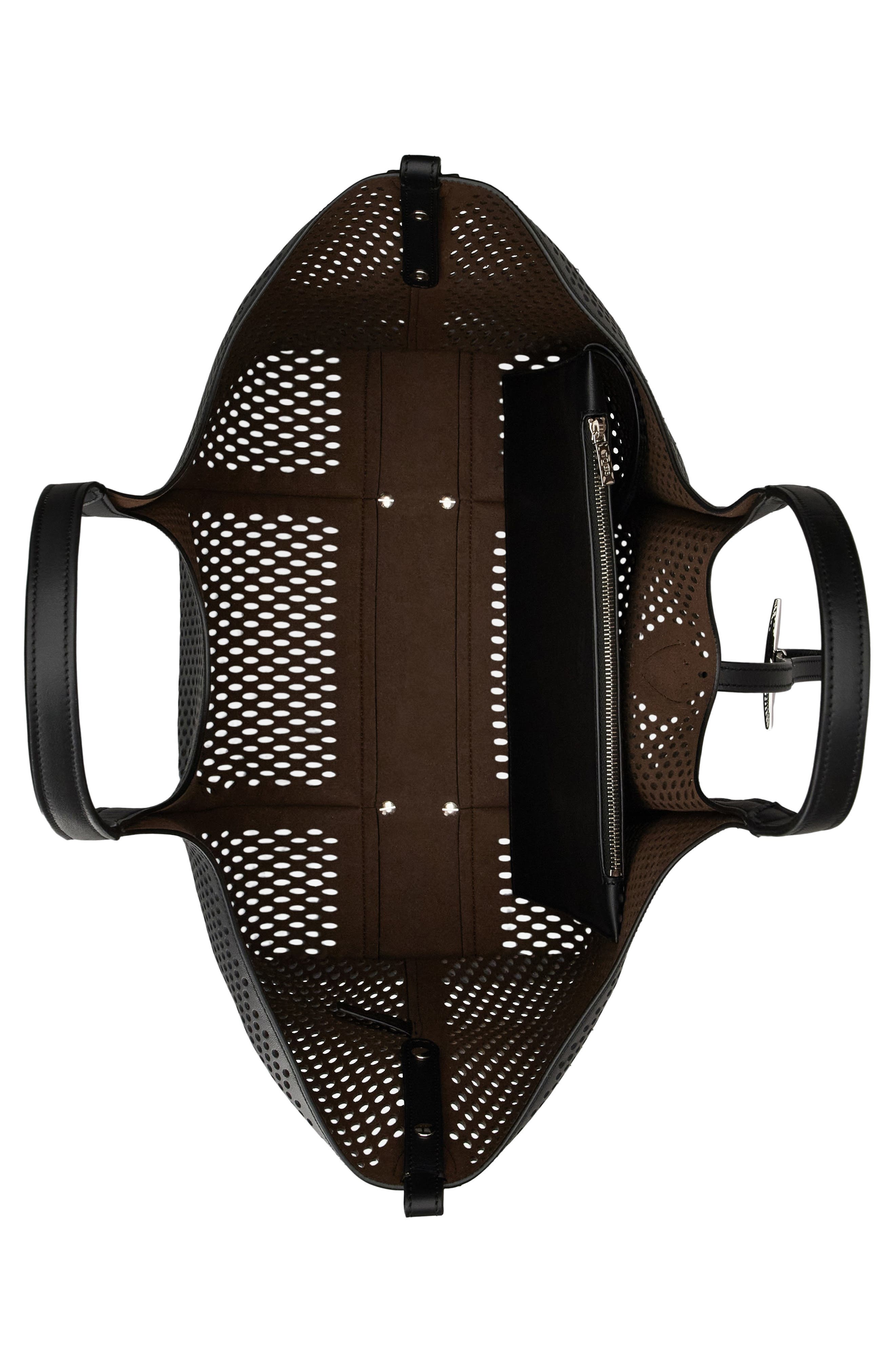 Tod's Medium T Timeless Perforated Leather Shopper in Nero at Nordstrom - 3