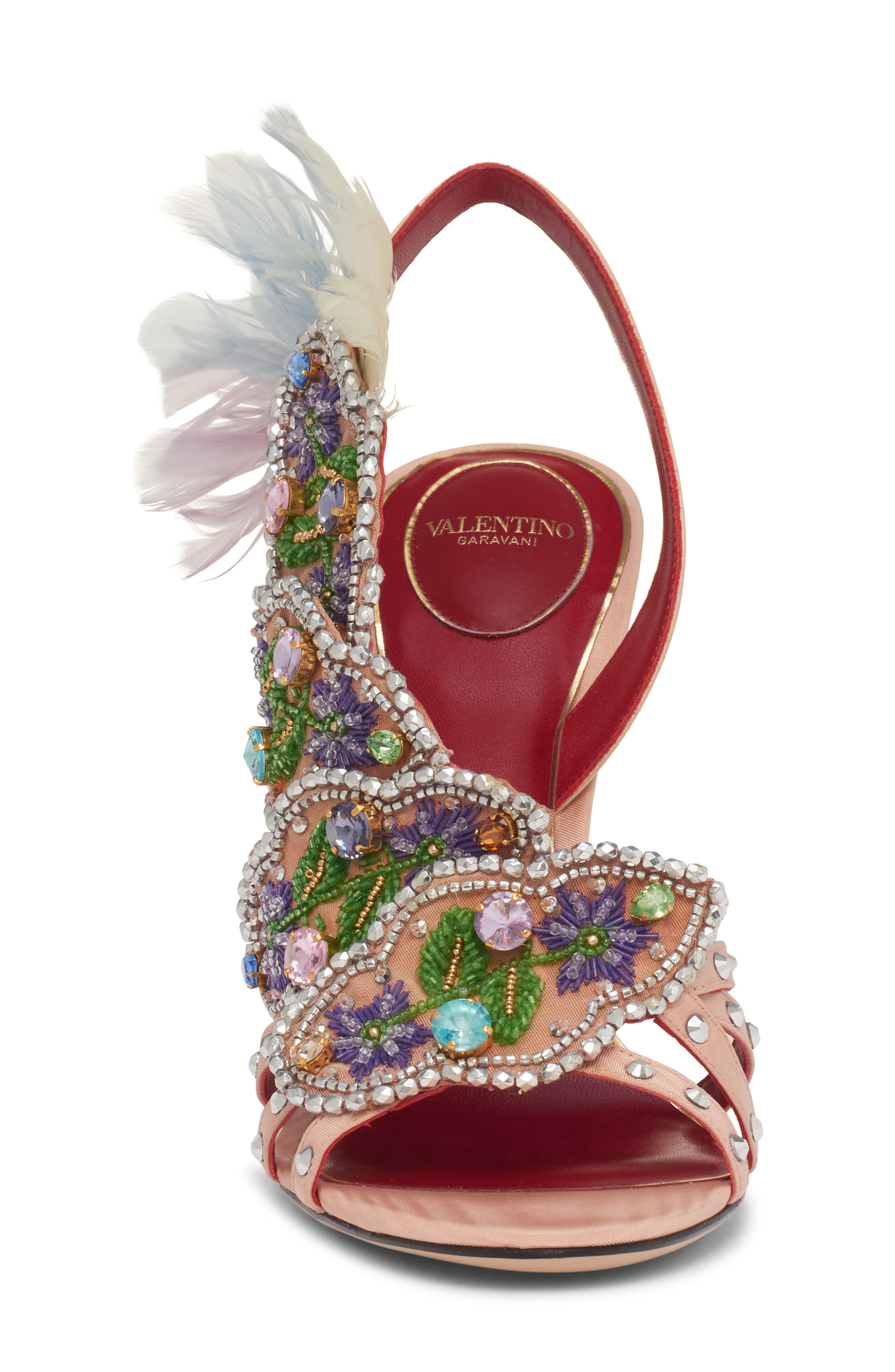 Valentino Crystal Leaves Sandal in Aau Nude Couture/skin Sorbet at Nordstrom - 4