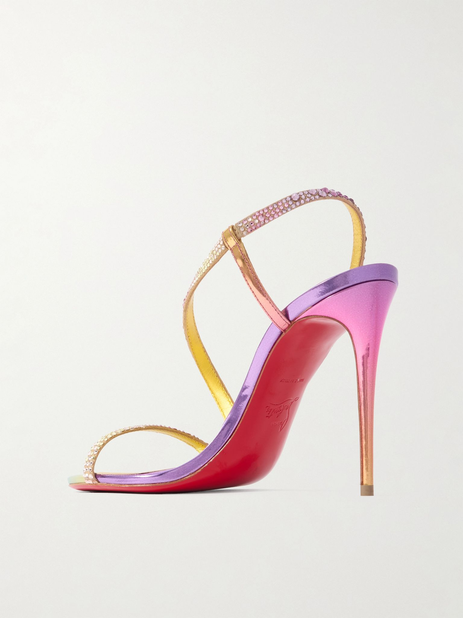 Rosalie 100 crystal-embellished metallic leather sandals Multi - 3