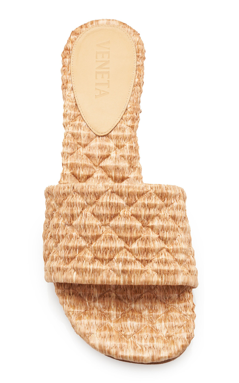 Bottega Veneta Amy Woven Wicker Sandals tan outlook