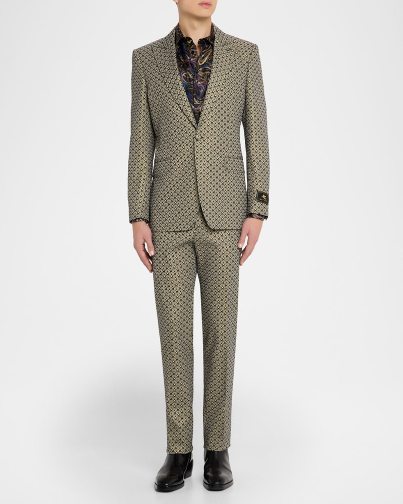 Etro Men's Medallion Jacquard Flat-Front Trousers outlook