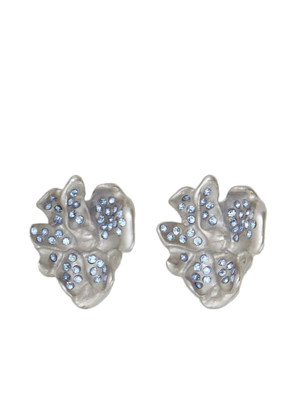 crystal-embellished flower stud earrings - 1