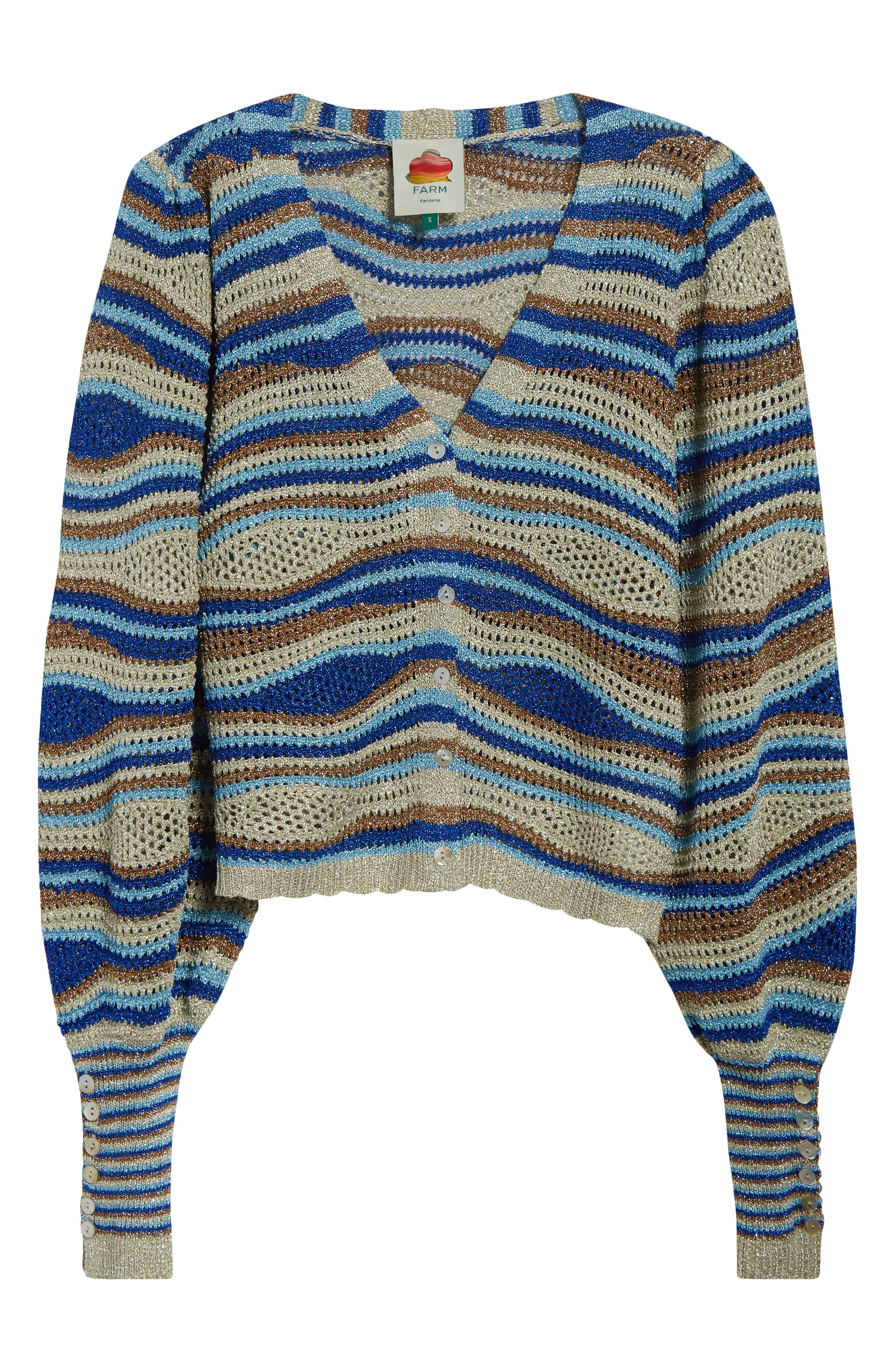 FARM Rio Mixed Waves Striped Cardigan in Multi at Nordstrom - 5
