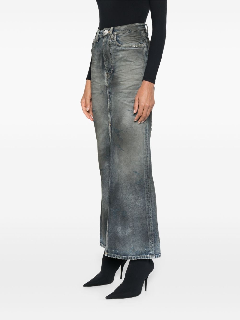 faded maxi denim skirt - 3