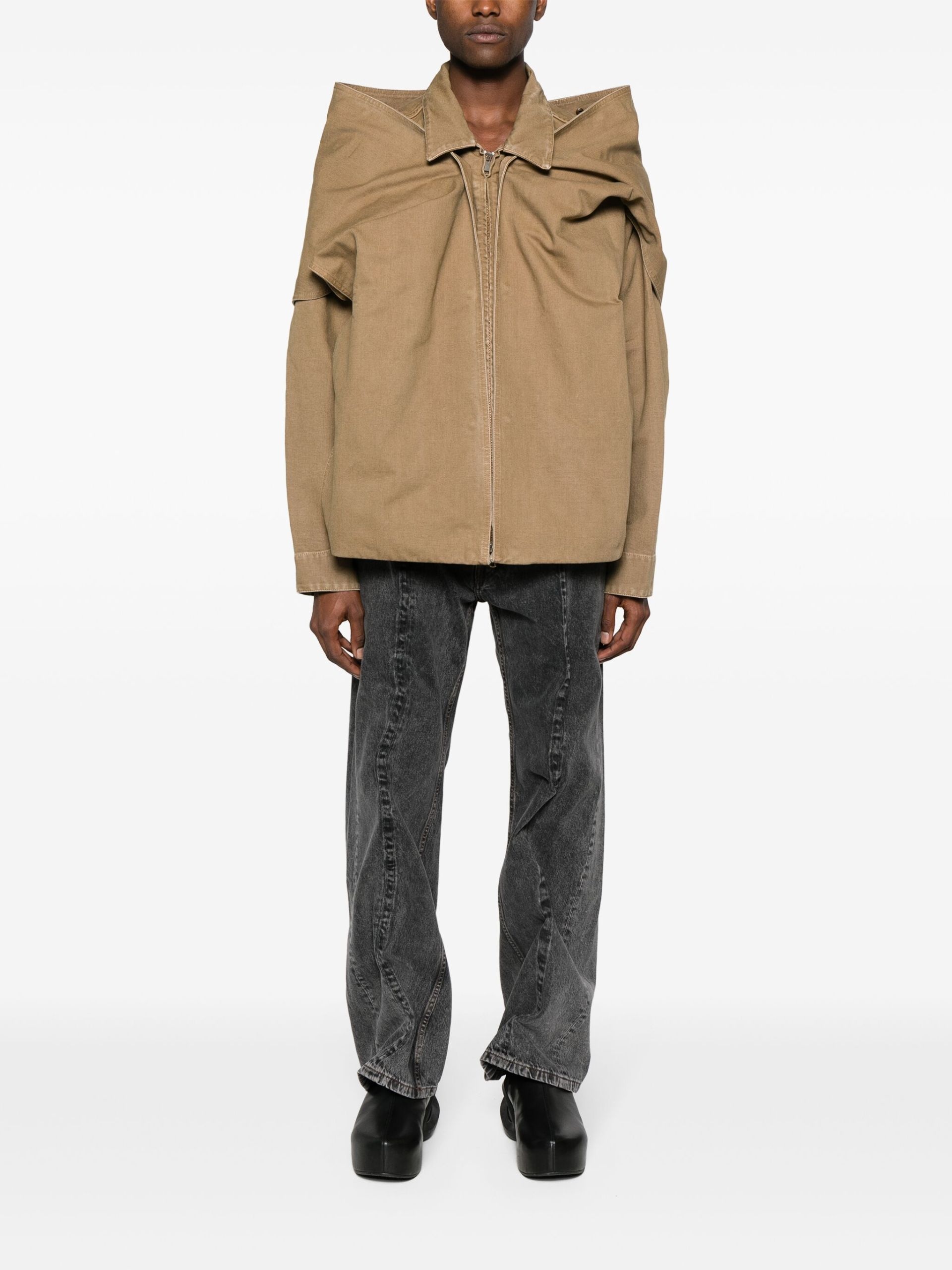 ジャケット [OPEN YY] DETACHABLE HOODED REVERSIBLE JACKET : KHAKI OPEN YY