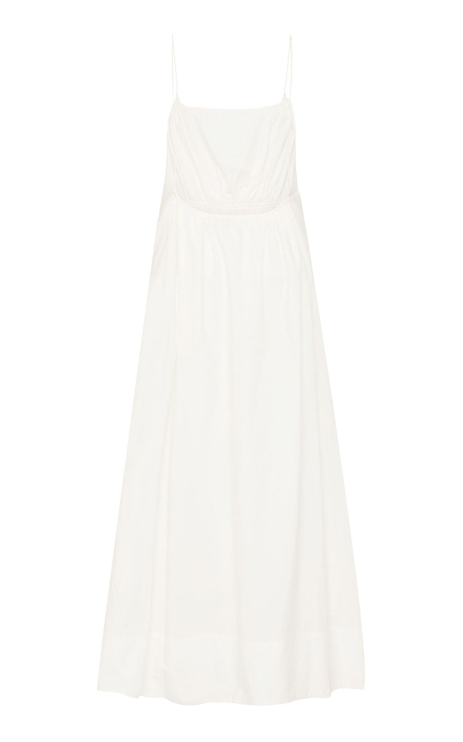 Drawstring-Detailed Cotton Maxi Dress white - 8