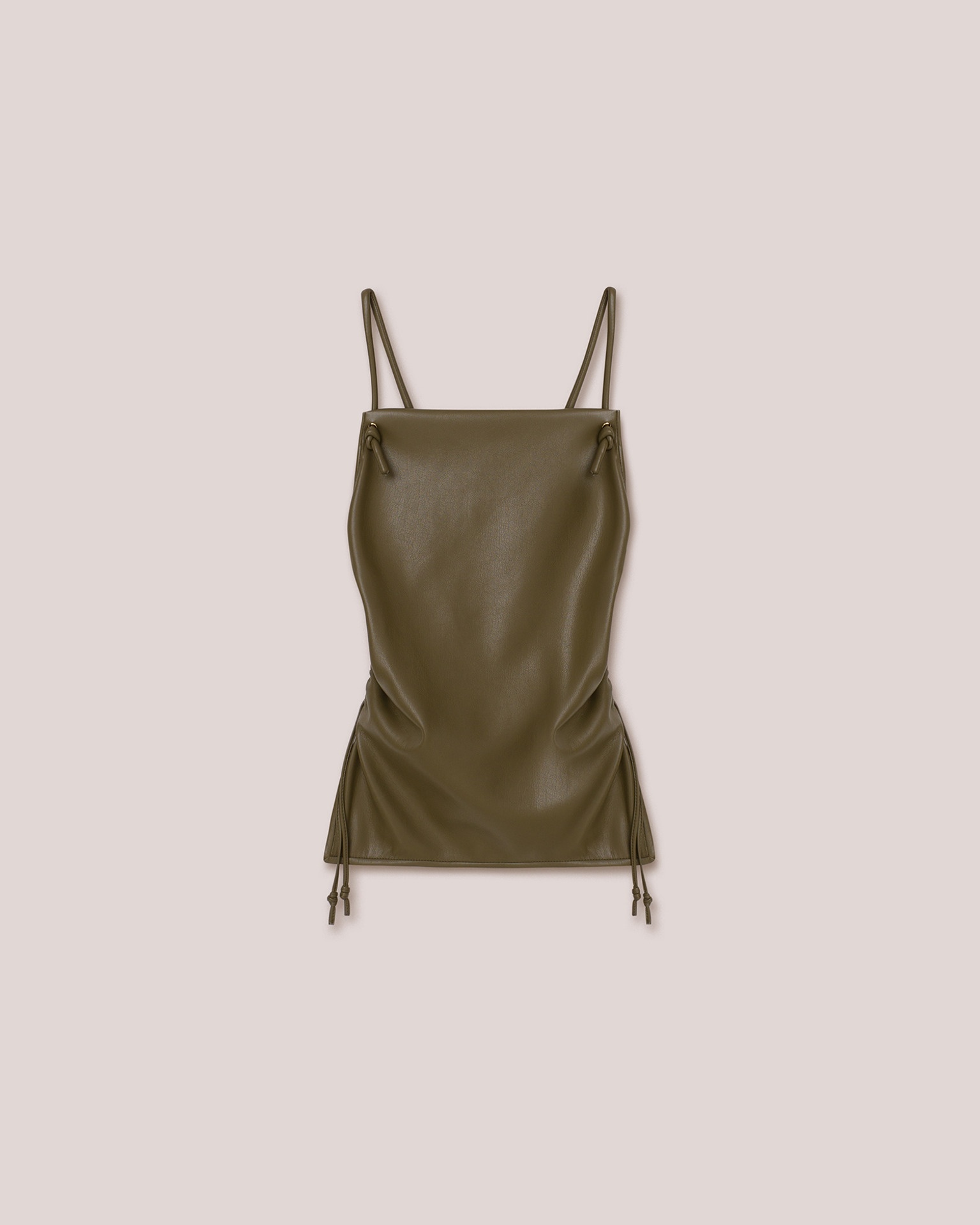 JOSCA - Vegan leather side-tie top - Olive - 1