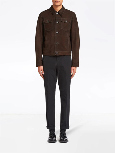 Prada collared suede jacket outlook