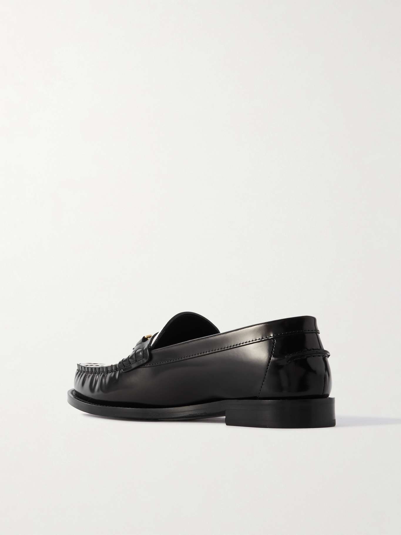 Embellished two-tone leather penny loafers - 4
