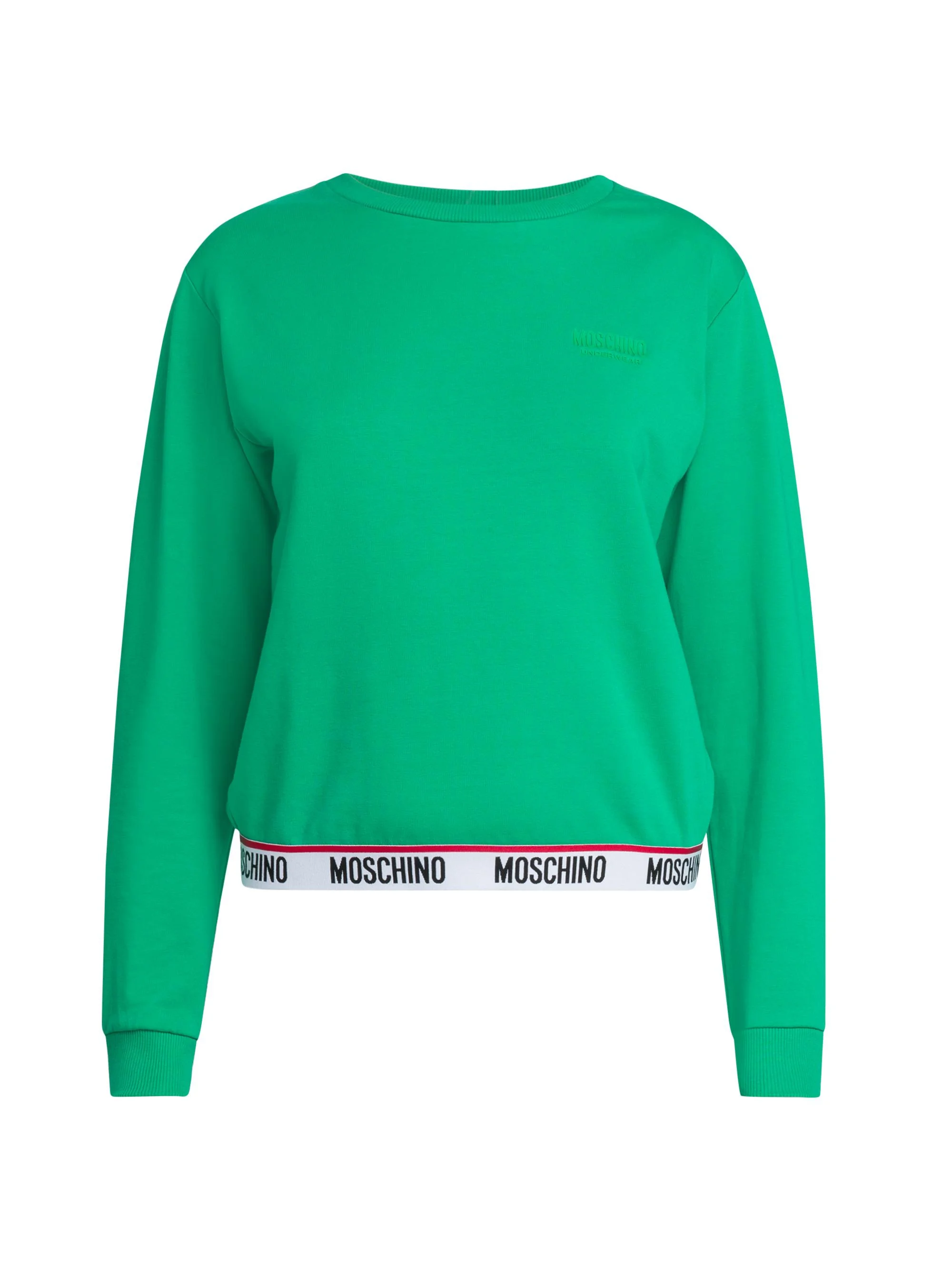 Women's Stretch-Cotton Crewneck Sweatshirt - Green - 1