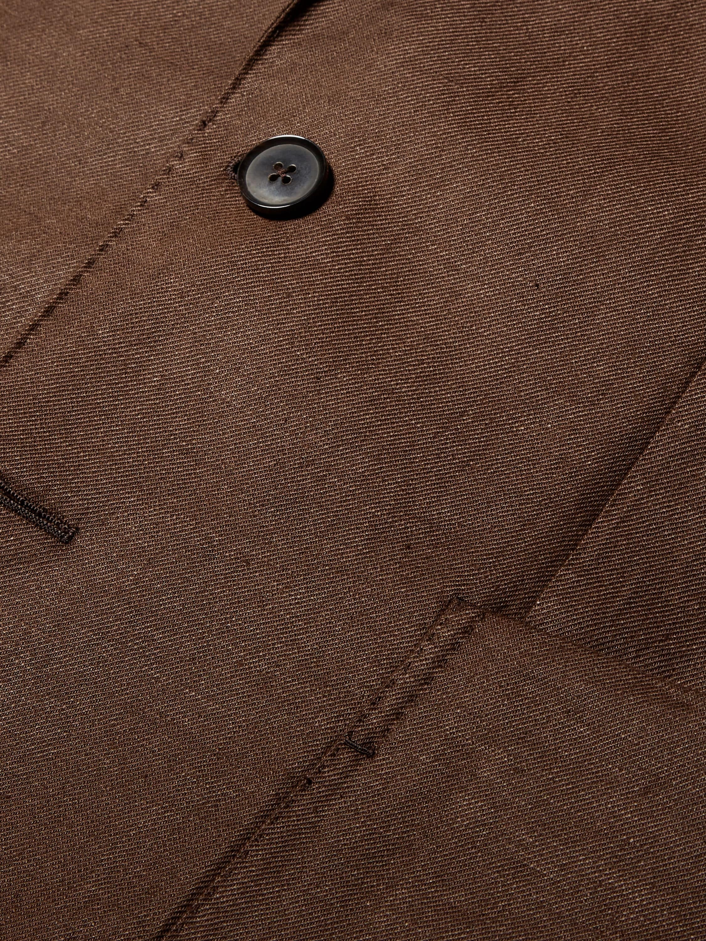 DARK BROWN PURE LINEN SHIRT JACKET - 3