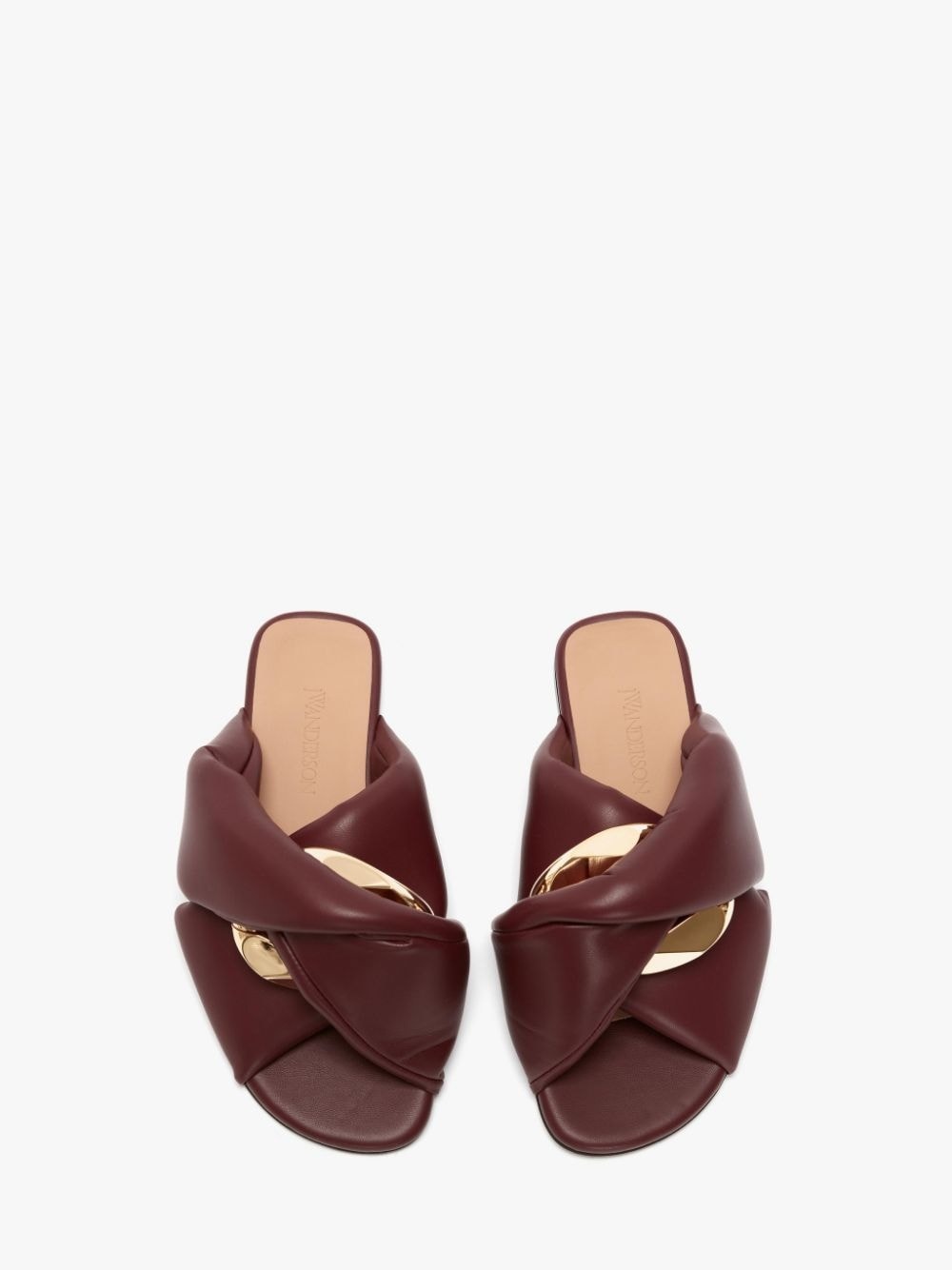 LEEATHER CHAIN TWIST FLAT SANDALS - 4