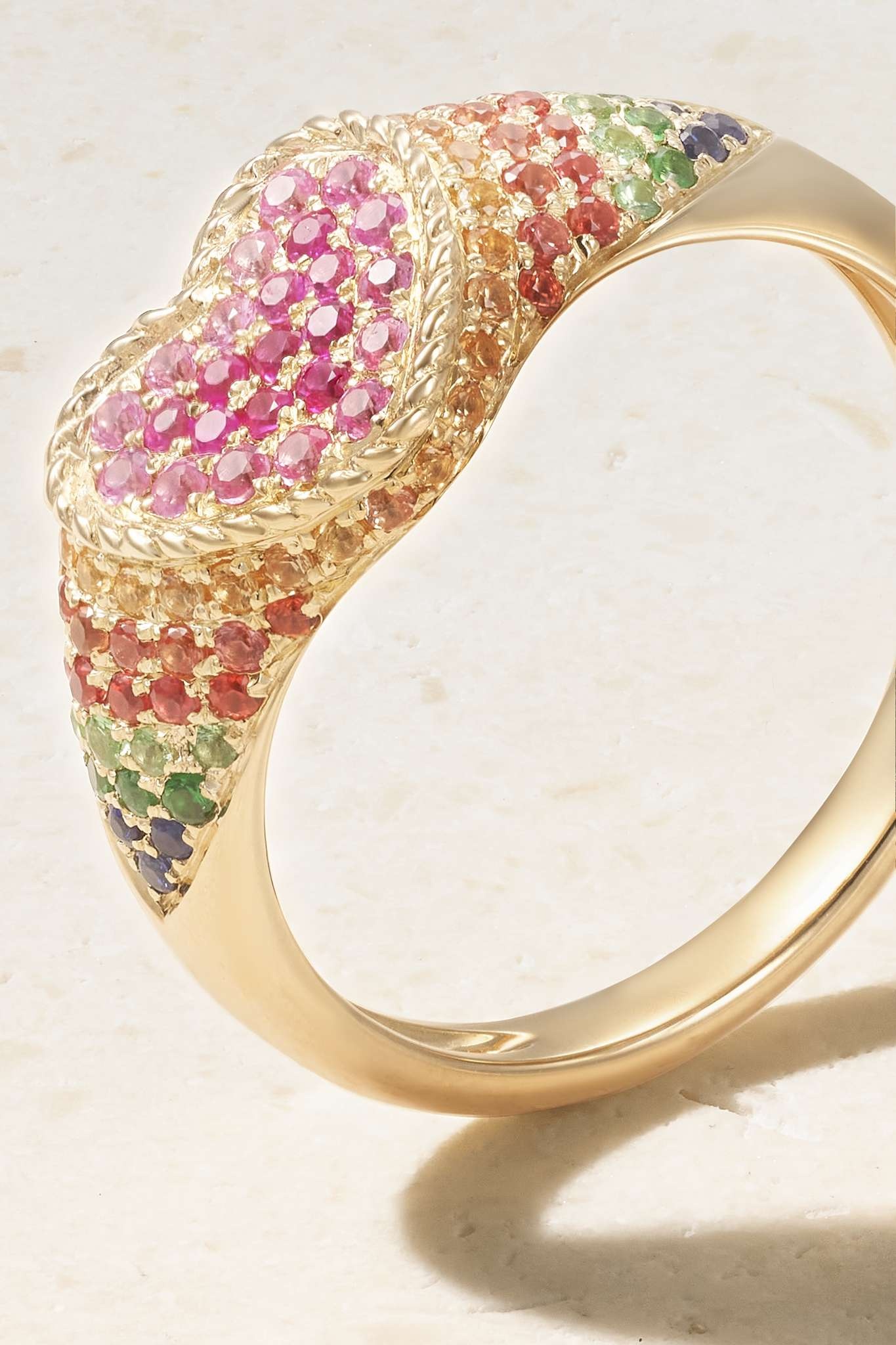 Baby Chevaliere 9-karat gold, sapphire and tsavorite ring - 4