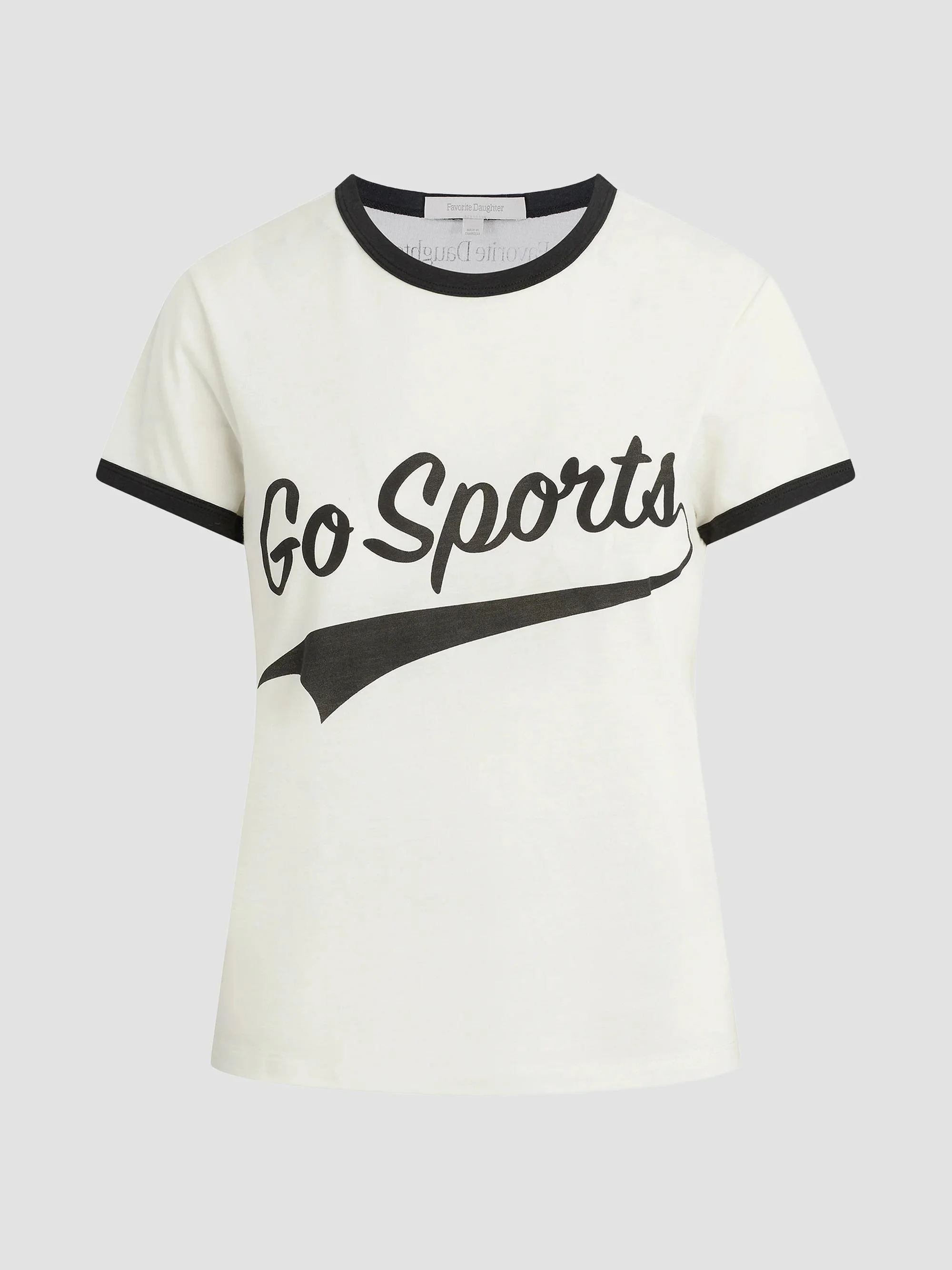 Women's The Go Sports Ringer T-Shirt - Off White Black - 1