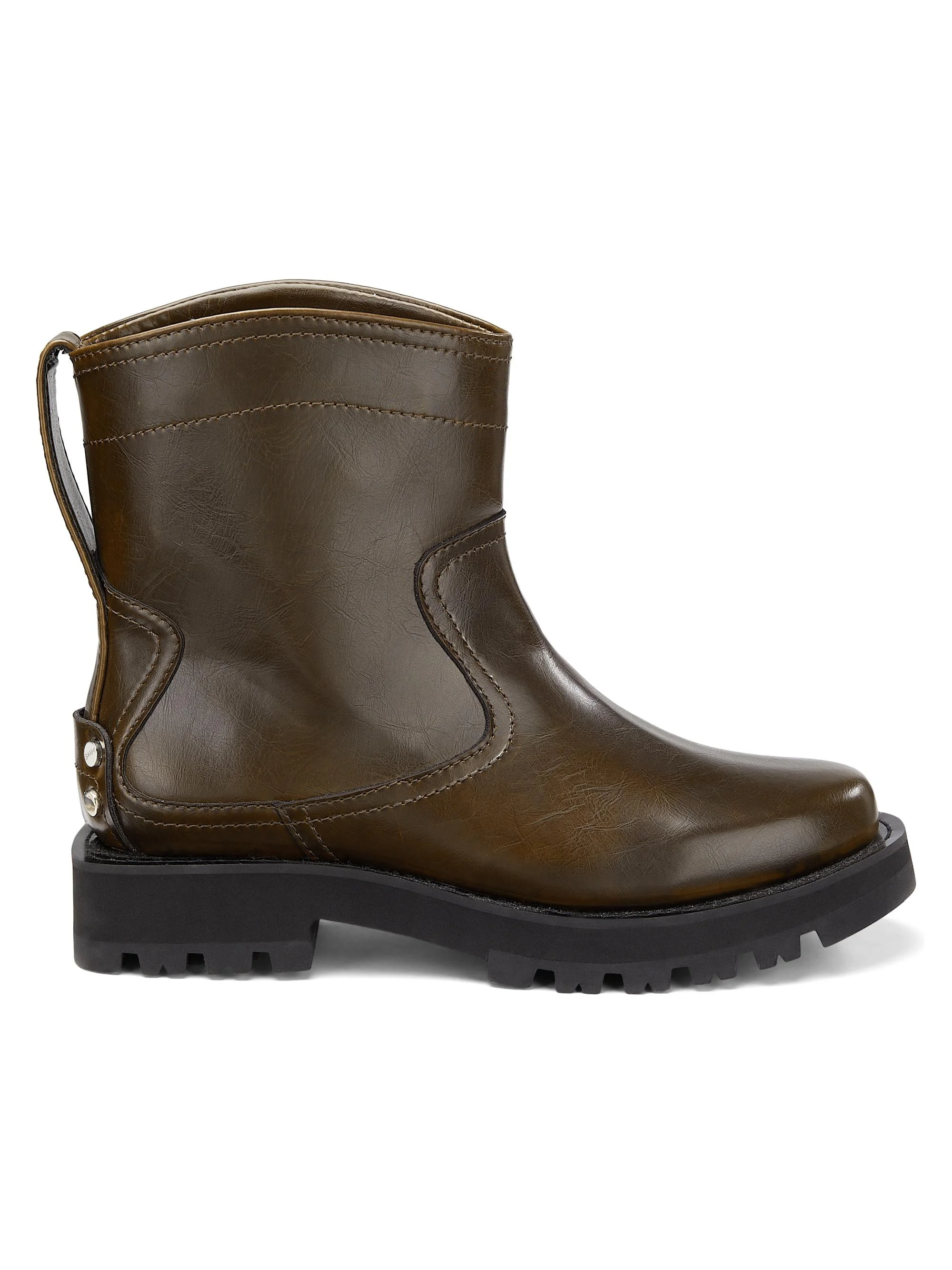 Women's Studs Crinkle Faux-Leather Ankle Boots - Dark Olive - 1