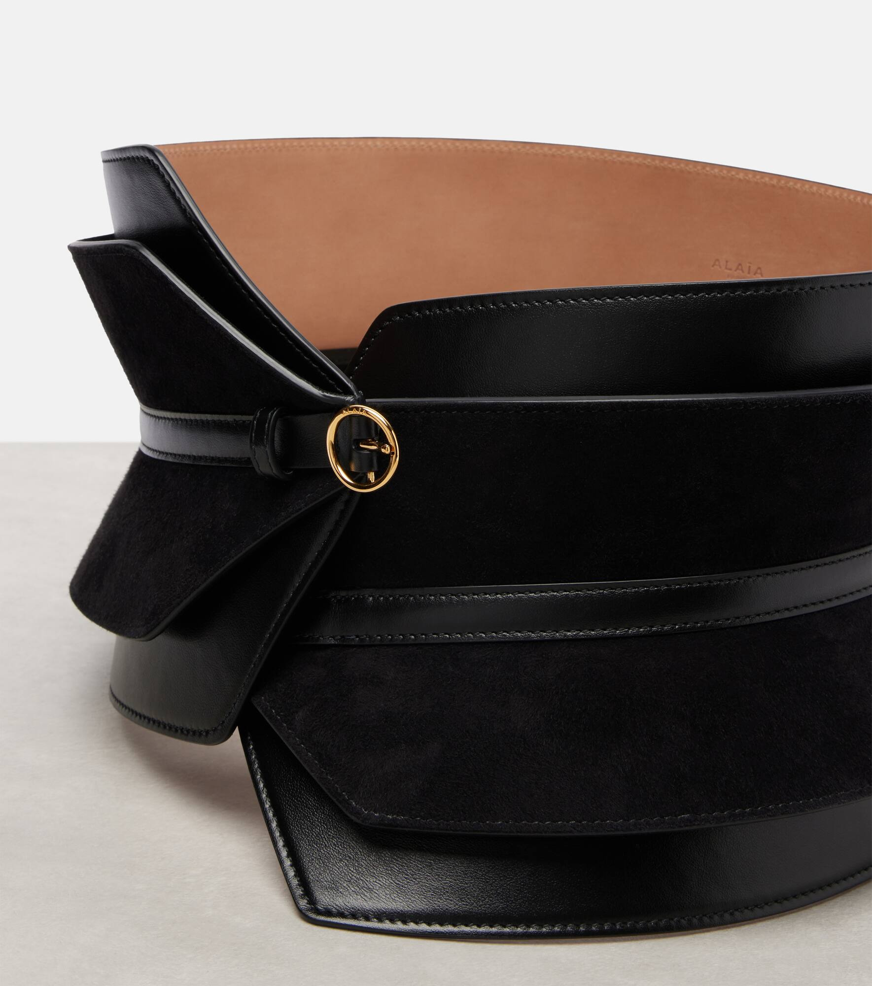 Bustier leather and suede belt - 3