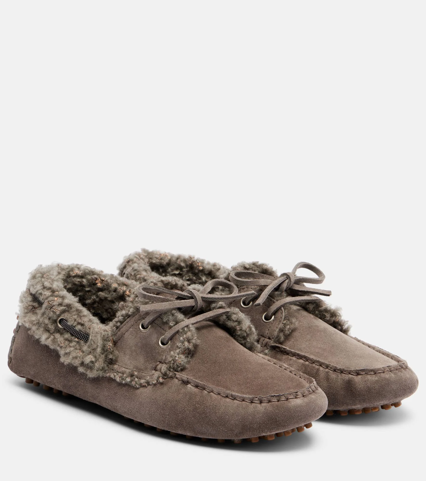 Monili shearling-trimmed suede moccasins - 1