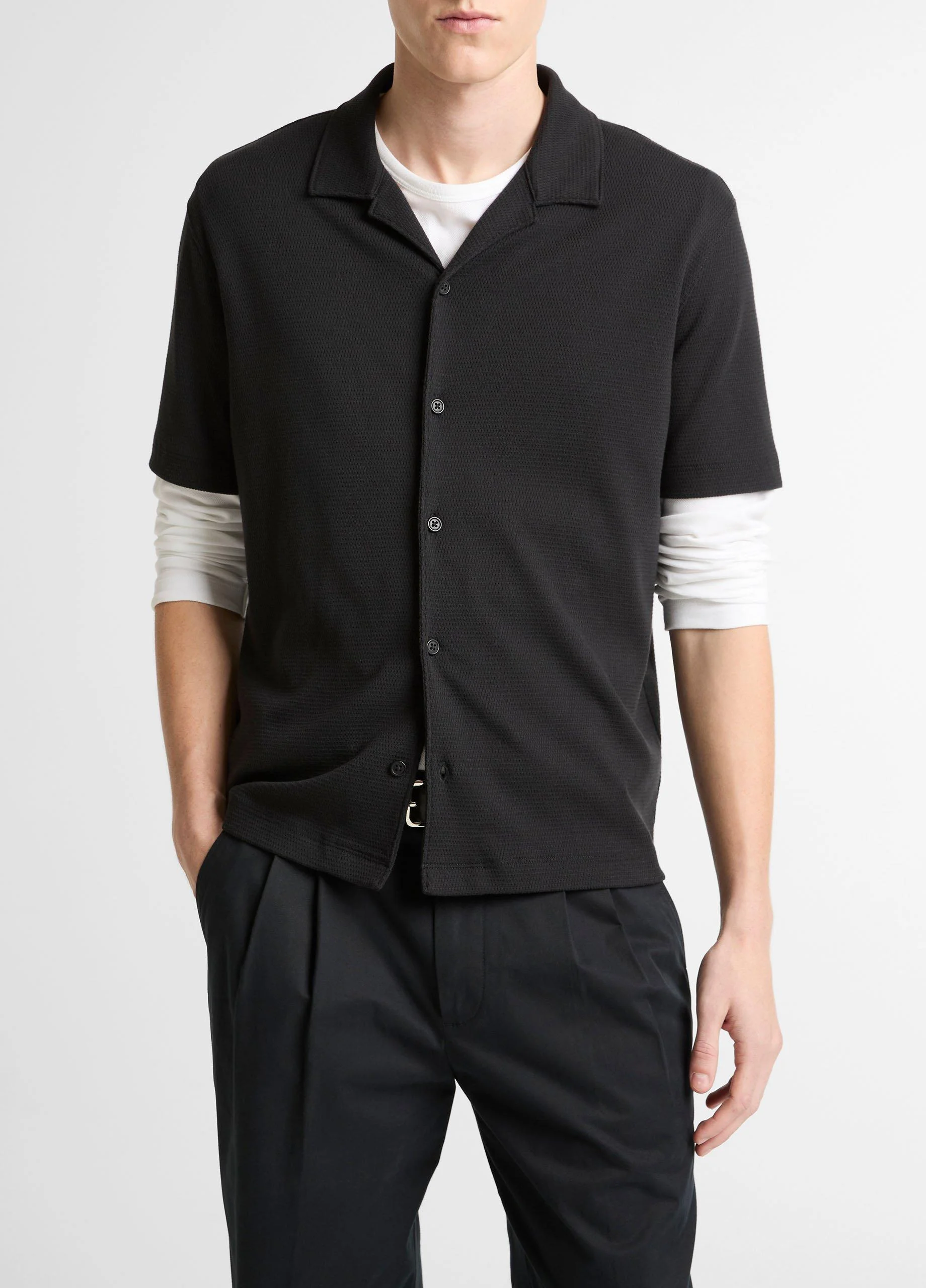 Mesh-Knit Cotton-Blend Cabana Shirt - 1