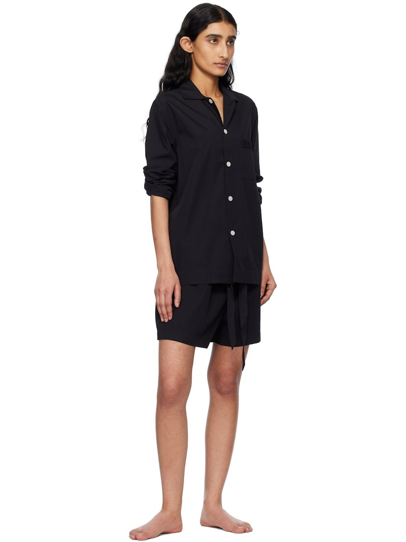 TEKLA Black Poplin Pyjama Shorts outlook